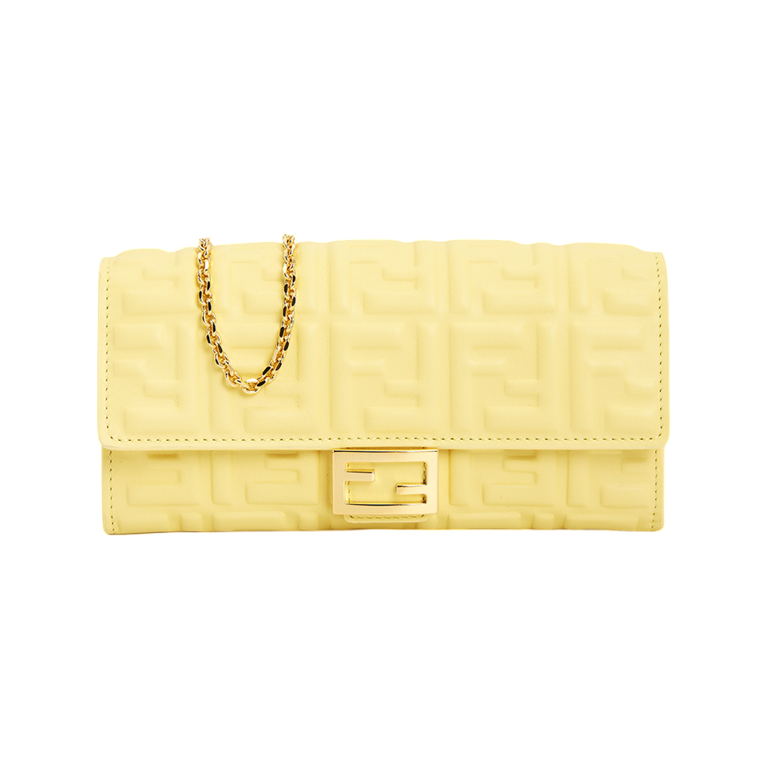 8M0365AAJDF1NPV Fendi Baguette Chain Long Wallet Yellow