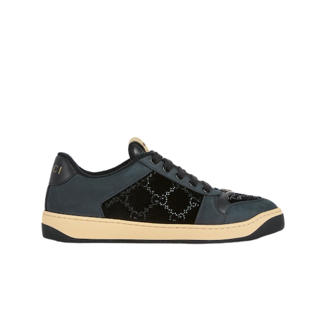 853276-FAFFM-1078 (W) Gucci GG Crystal Screener Sneakers Black