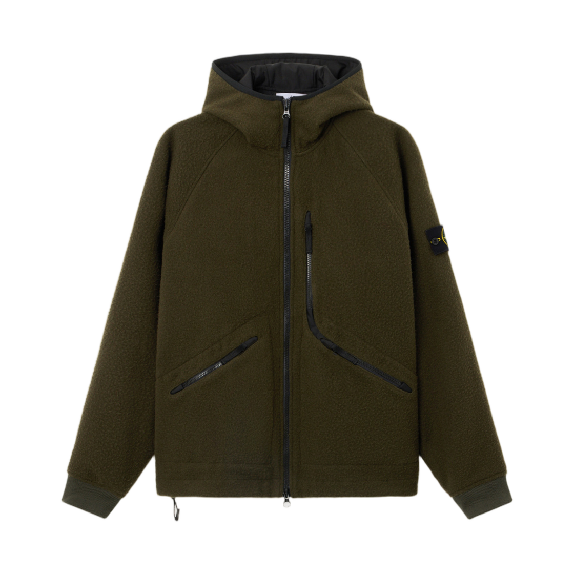 K2S1541000-60S0214-V0054 Stone Island 4100060 Panno Ratinato Hooded Jacket with Anti-Drop and Zip Chest Pocket Military Green - 25FW