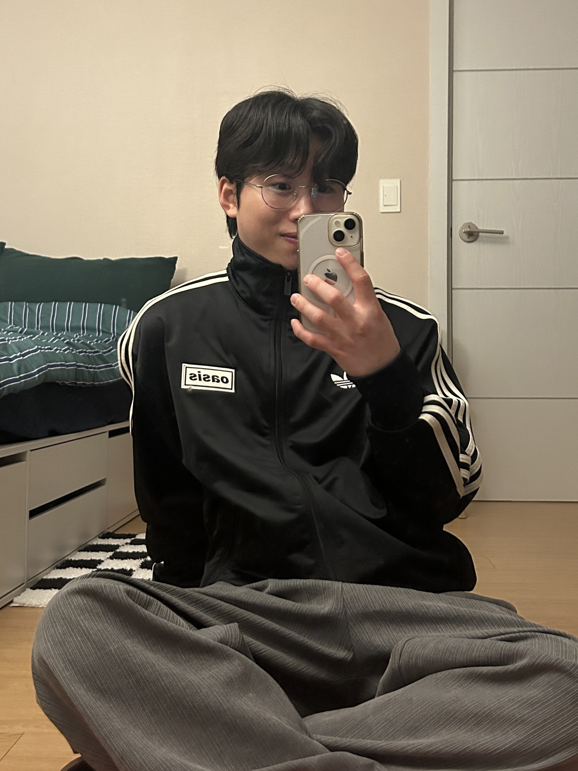 Adidas x Oasis Tour Firebird Track Top Black - KR Sizing 착용 스타일 - 1