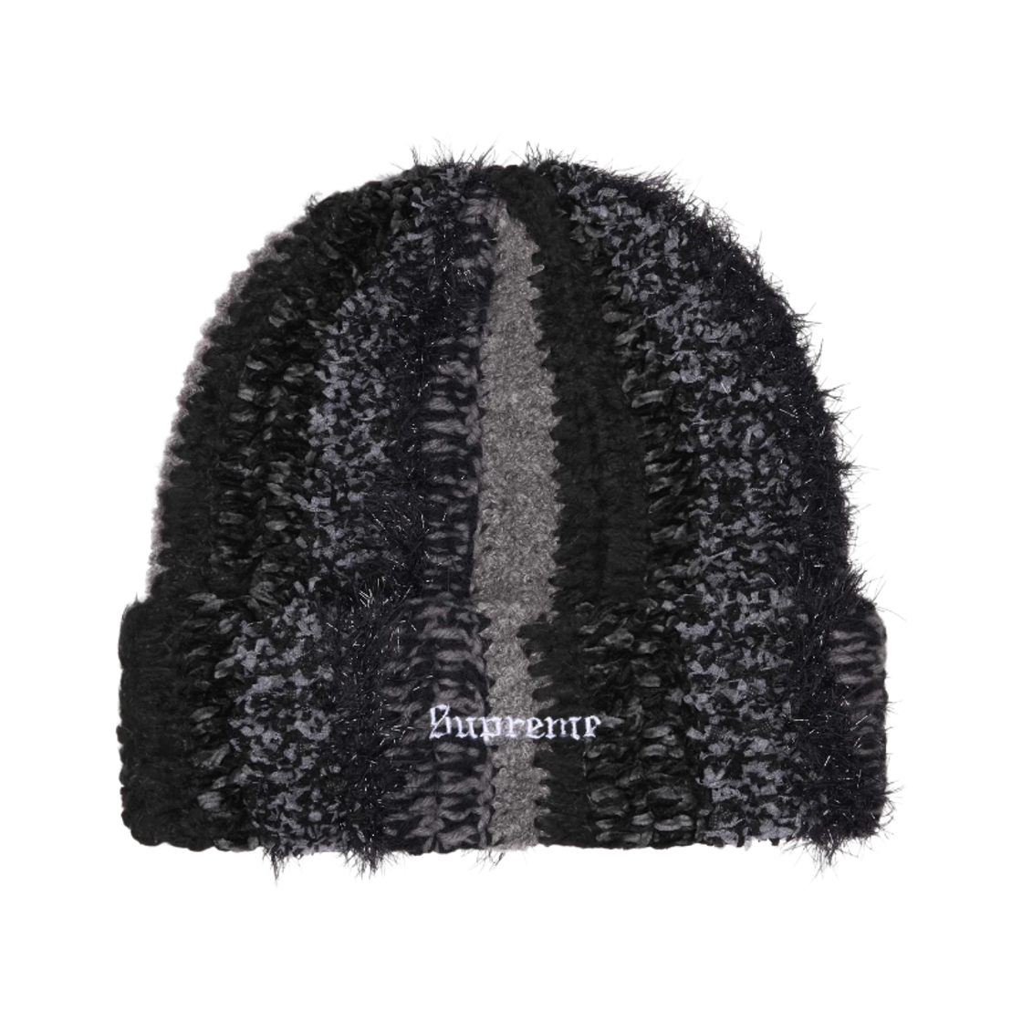 - Supreme Tinsel Stripe Beanie Black - 25FW