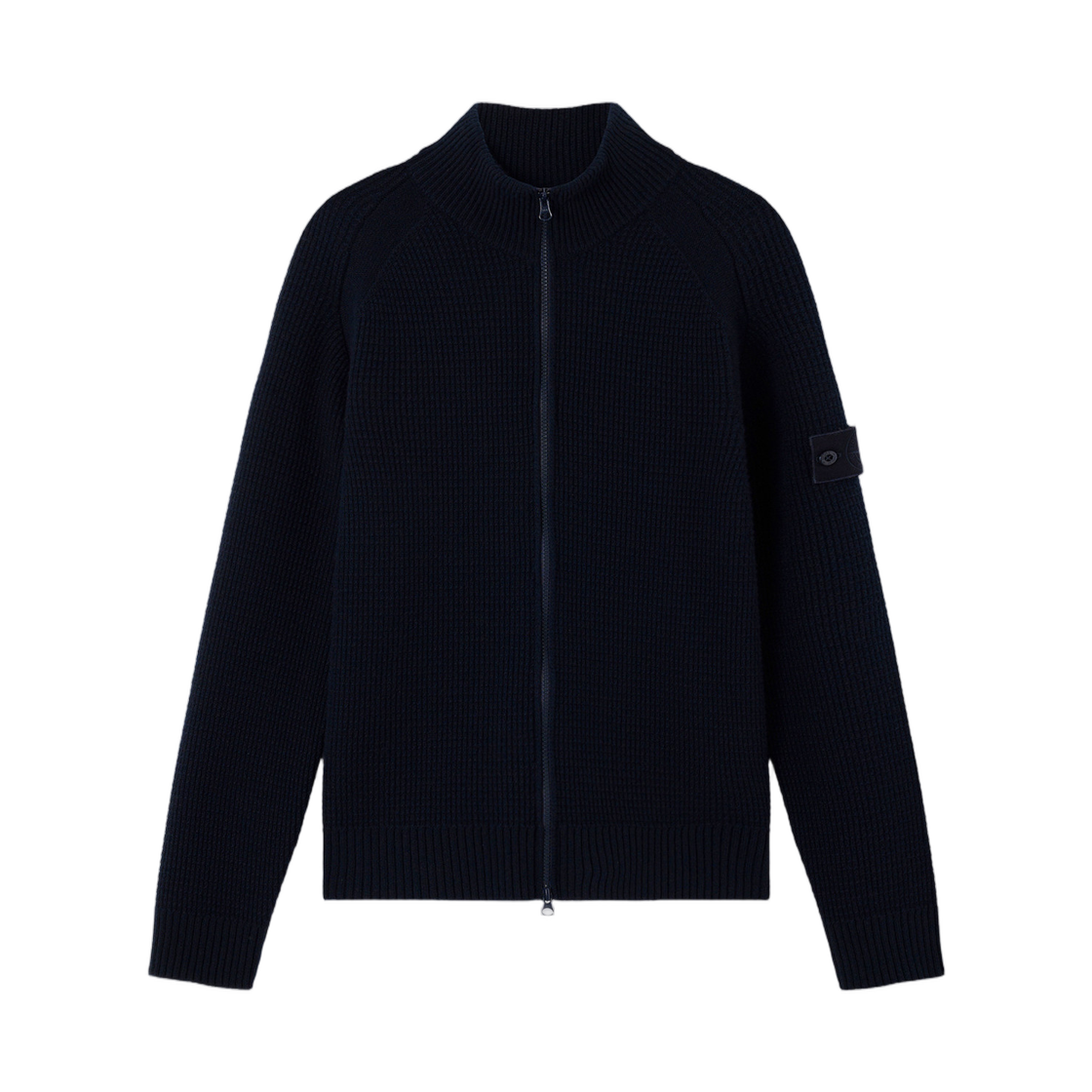 스톤 아일랜드 5100083 RWS 질롱 울 스톤 아일랜드 고스트 집업 점퍼 래글런 슬리브 앤 립드 블루 네이비 블루 - 25FW(Stone Island 5100083 RWS Geelong Wool Stone Island Ghost Zip Up Jumper with Raglan Sleeves and Ribbed Trims Navy Blue - 25FW) - 1