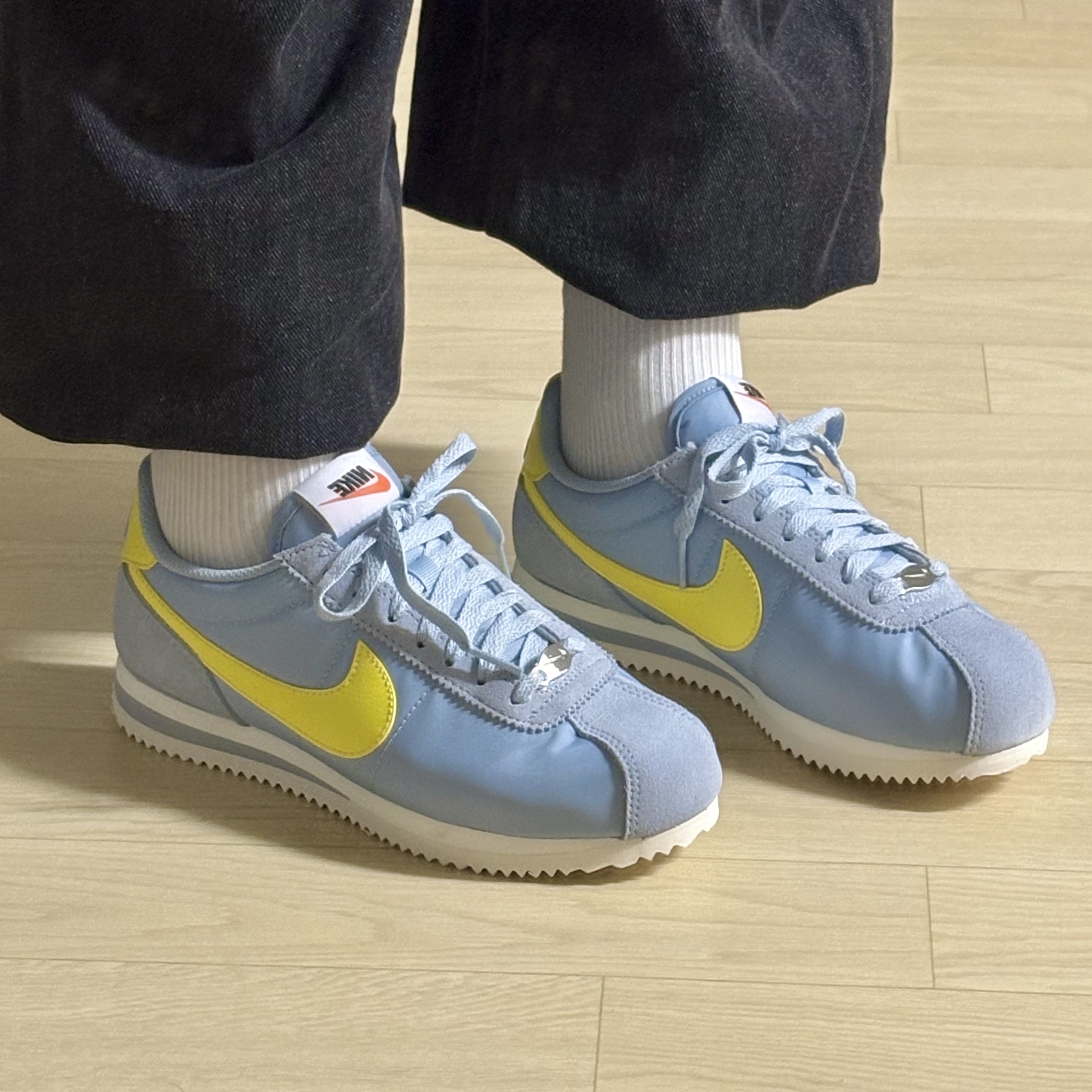 (W) Nike Cortez Textile Light Armory Blue Sail 착용 스타일 - 2