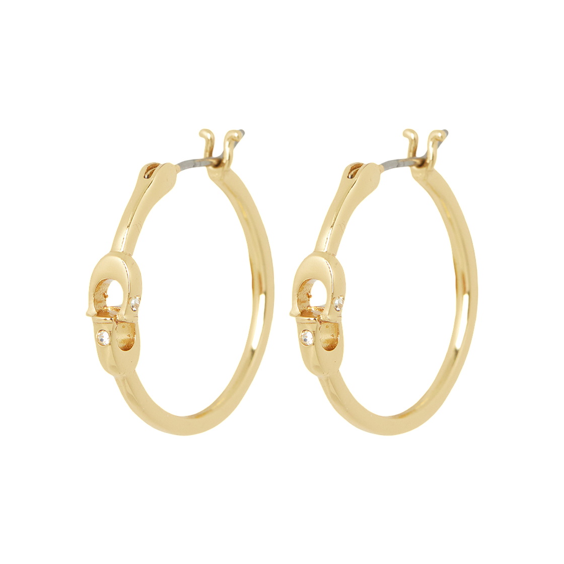 (W) 코치 시그니처 후프 이어링 골드((W) Coach Signature Hoop Earring Gold) - 1