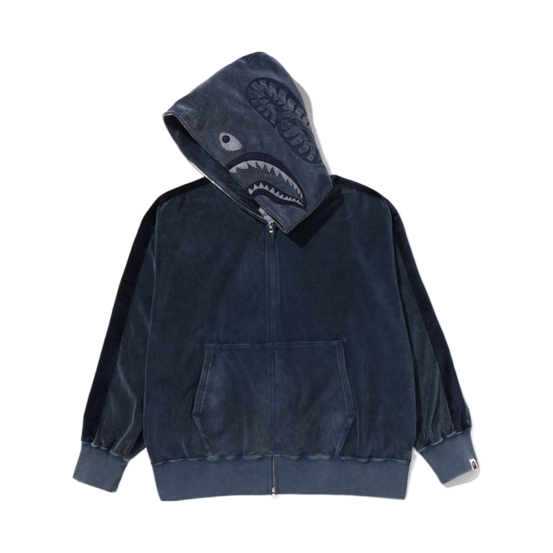 베이프 스노우 워시 샤크 릴렉스드 핏 풀 집 후드 네이비(BAPE Snow Wash Shark Relaxed Fit Full Zip Hoodie Navy) - 2