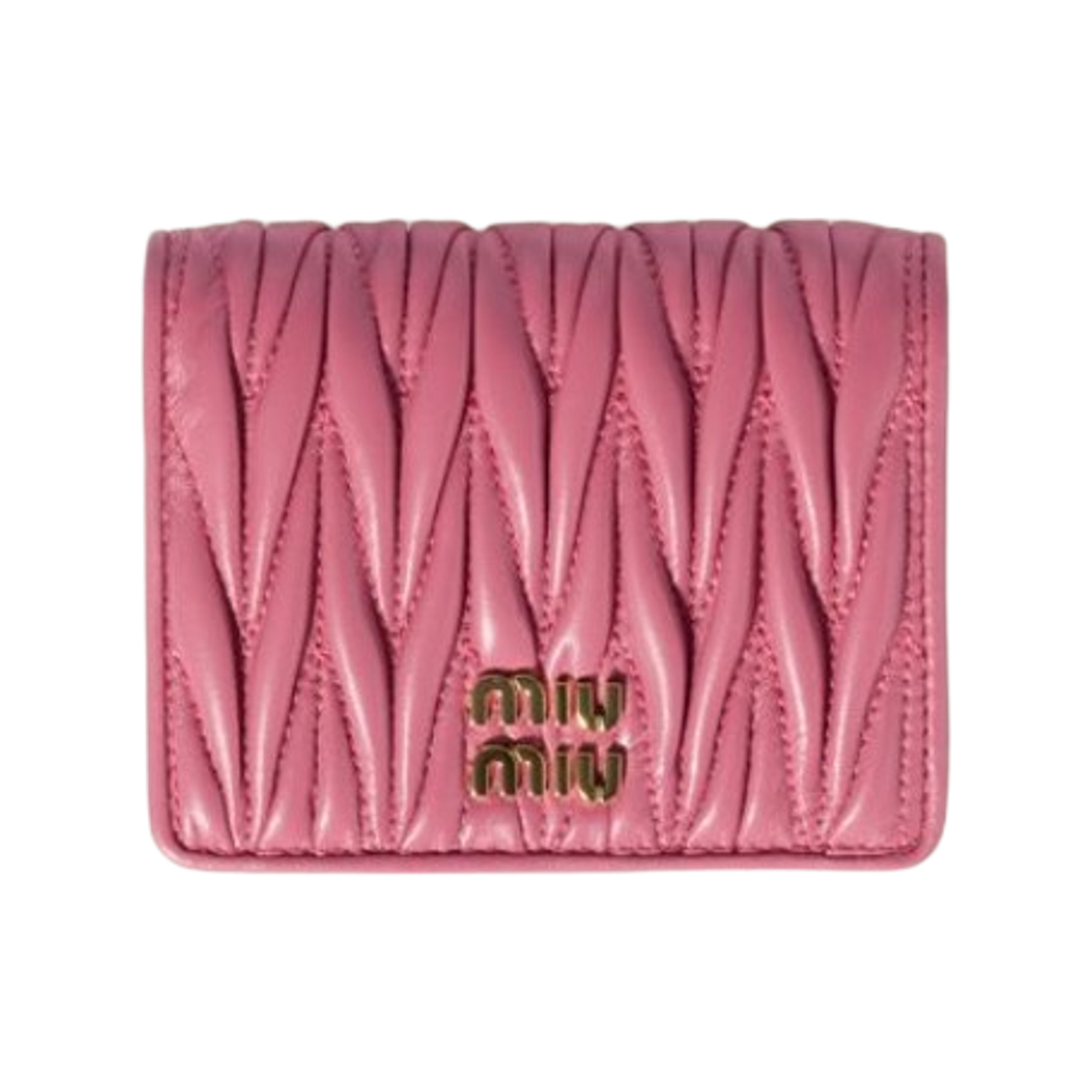 5ML024-AFPP-F0638 Miu Miu Small Matelasse Nappa Leather Wallet Begonia Pink