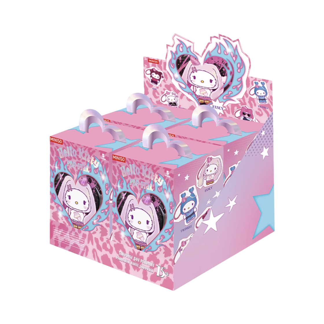 미니소 x 헬로 키티 팝 스타 시리즈 비닐 플러시 키체인 미개봉 랜덤박스 (4개입)(Miniso x Hello Kitty Pop Star Series Vinyl Plush Keychain (4 Blind Boxes))