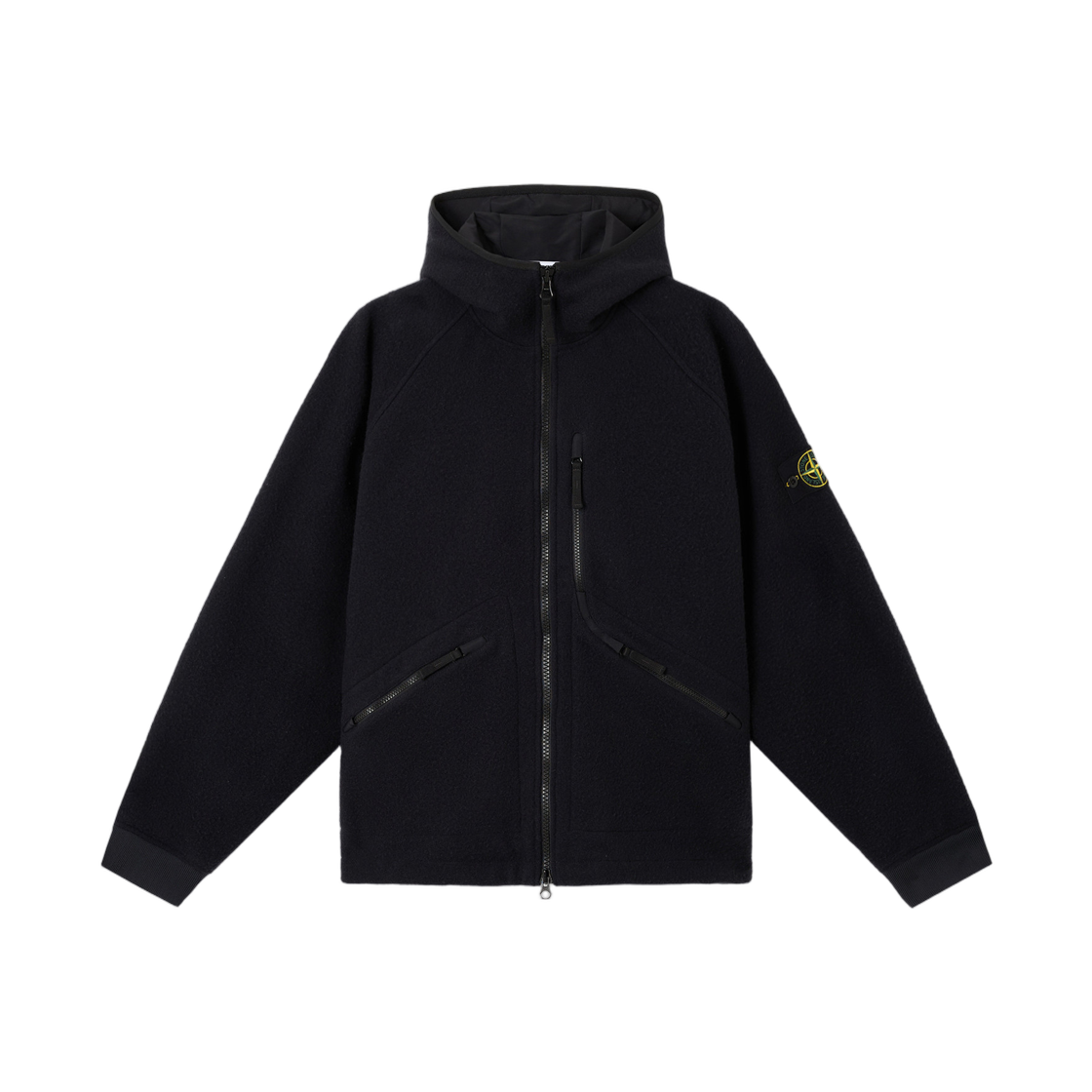 K2S1541000-60S0214-V0020 Stone Island 4100060 Panno Ratinato Hooded Jacket with Anti-Drop and Zip Chest Pocket Navy Blue - 25FW