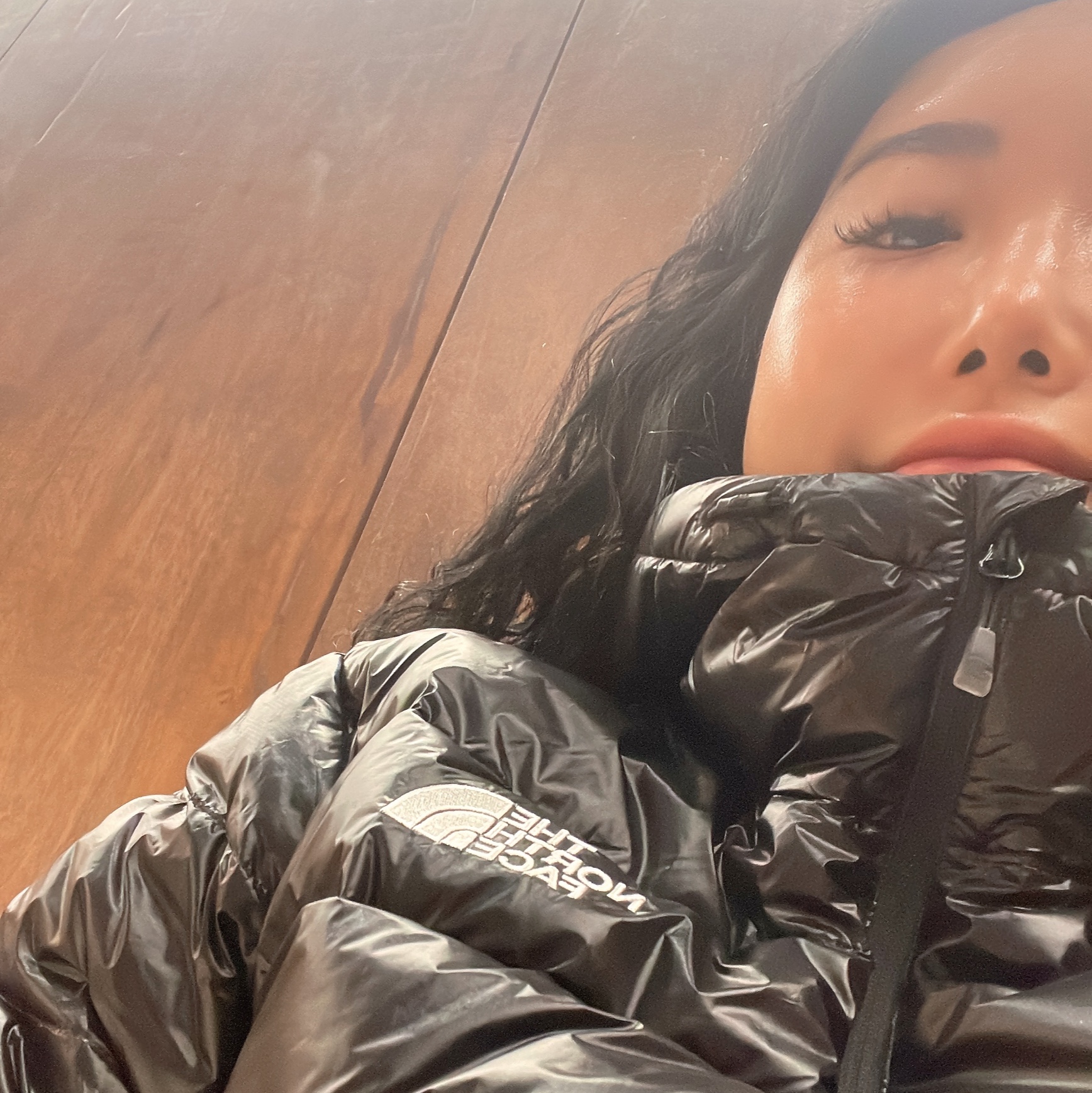 The North Face Matier EX RDS Down Hoodie Black, The North Face Matier EX RDS Down Hoodie Light Gray - 25FW 착용 스타일 - 2