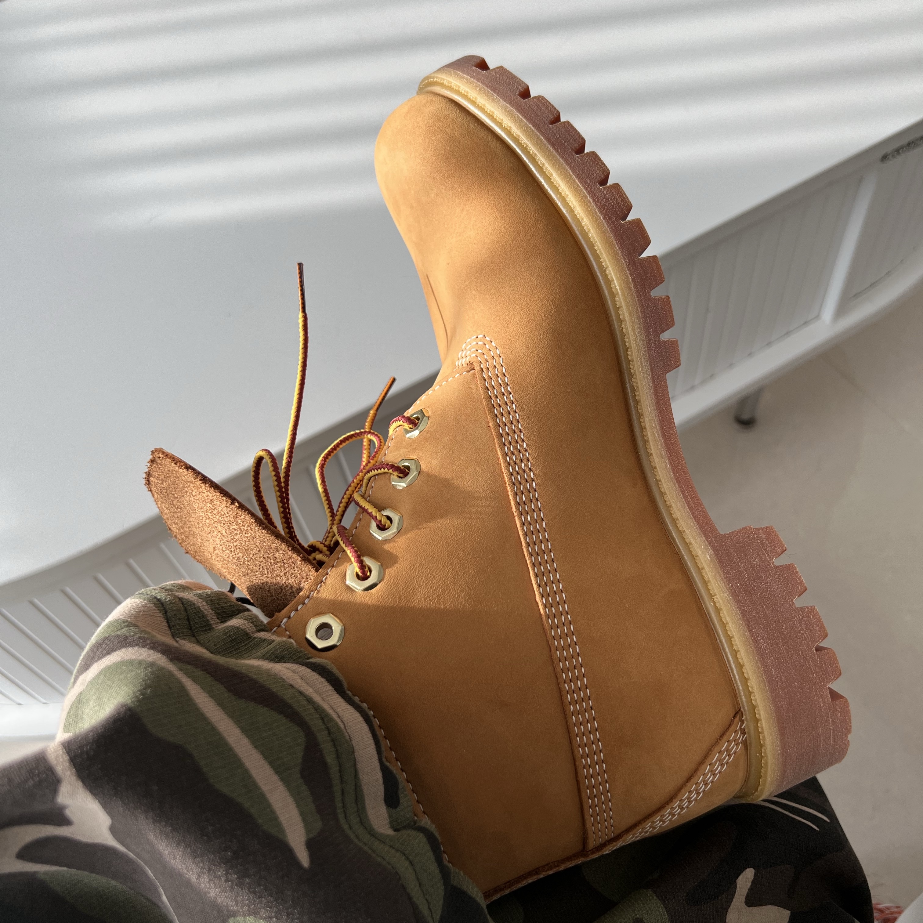 Timberland Premium 6 inch Waterproof Boot Wheat Nubuck - Wide 착용 스타일 - 1