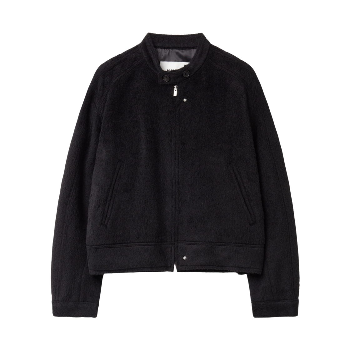 알렌느 3D 패디드 알파카 바이커 자켓 블랙