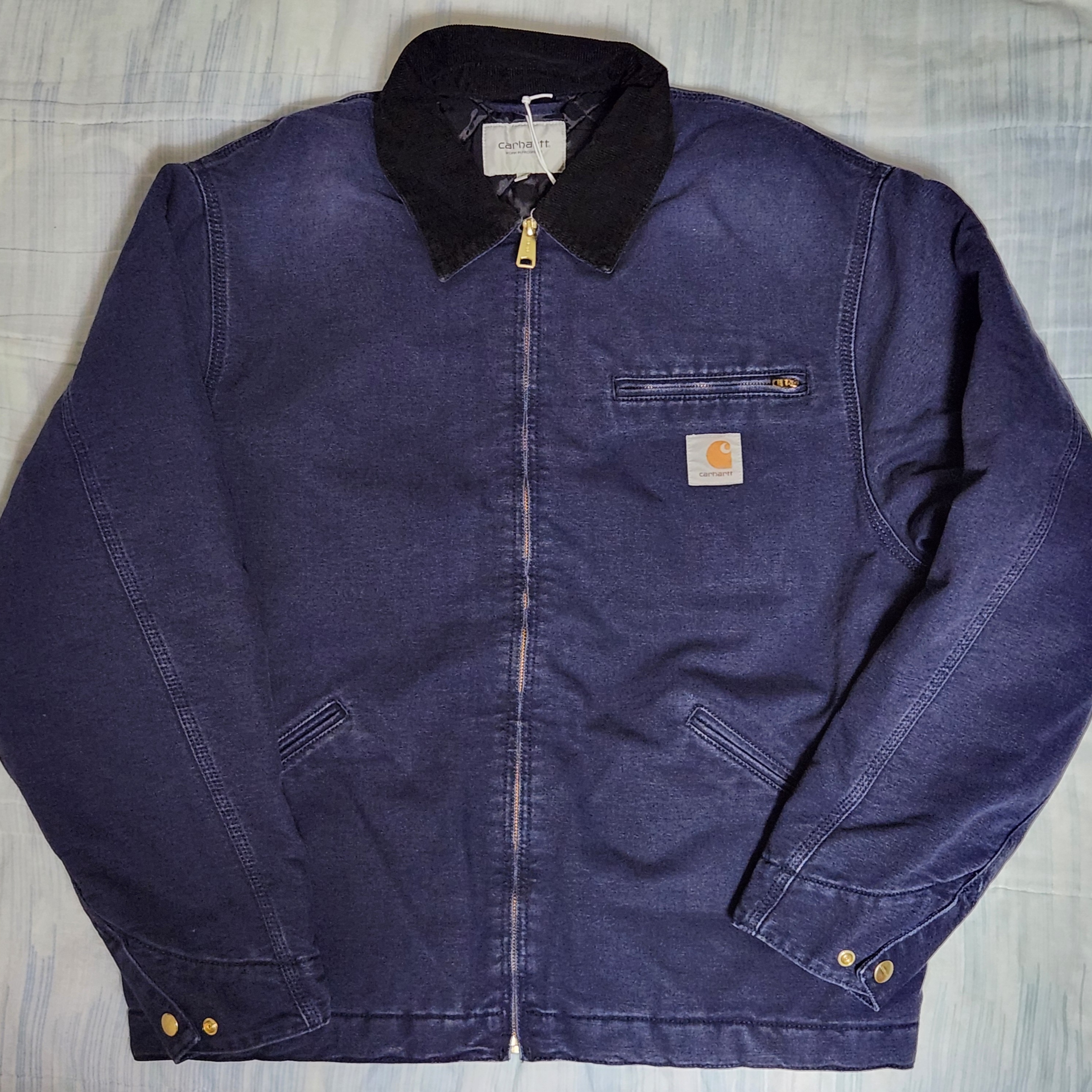 Carhartt WIP OG Detroit Jacket Dark Navy Black Stone Canvas 착용 스타일