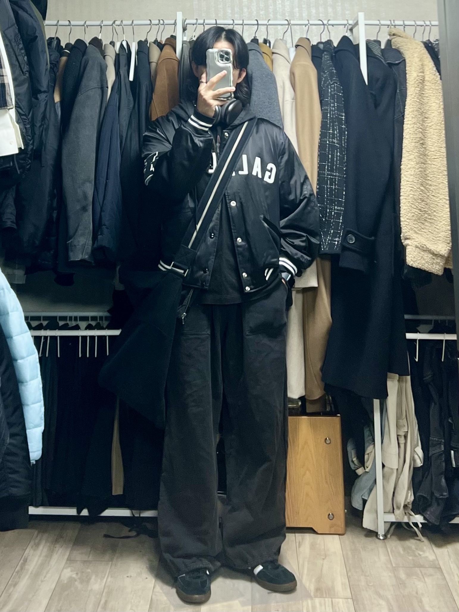 Polyteru 1011 Fatigue Sweatpants 1.2v Bleached Black, Polyteru Zip Hoodie Parka Used Black 착용 스타일