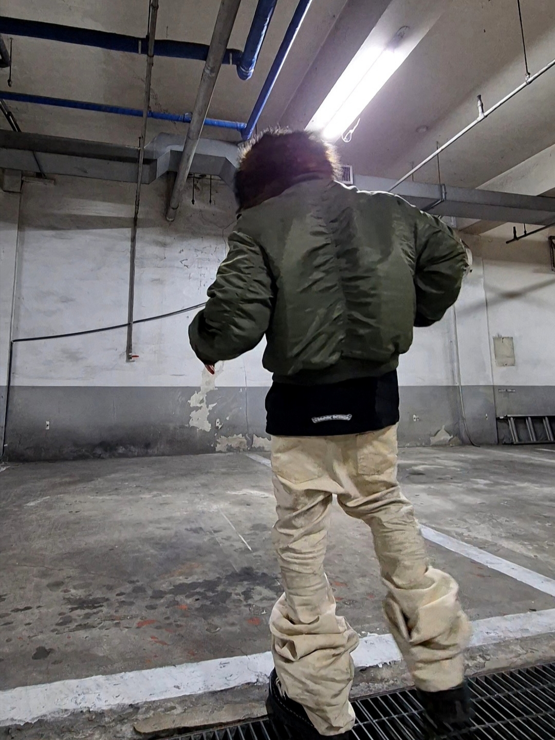 Dr. Martens x Rick Owens 1460 Quad Sole Mega Lace Boots Black, Chrome Hearts Scroll Logo T-Shirt Black - Osaka Exclusive 착용 스타일