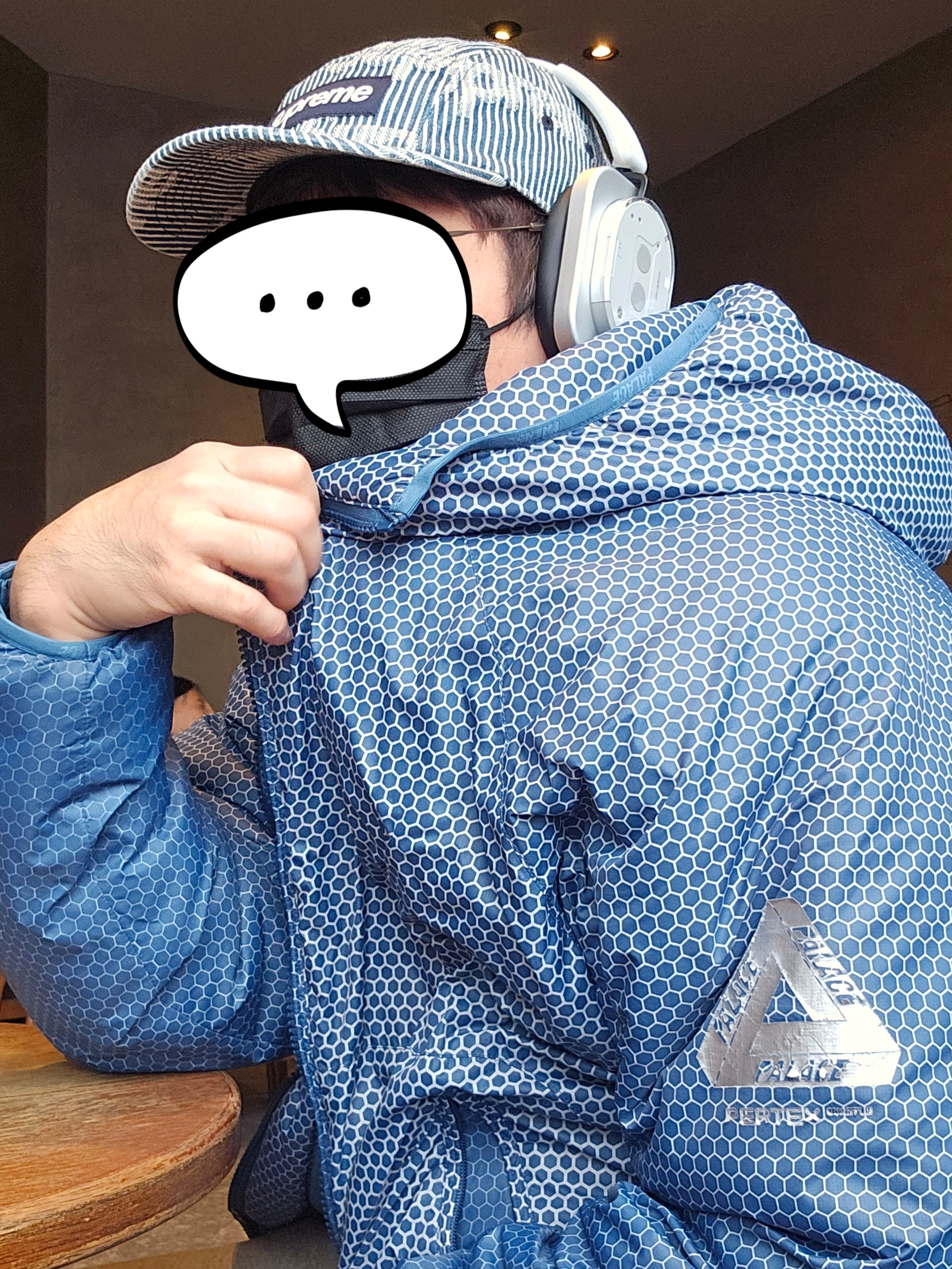 Supreme Denim Camp Cap Stripe - 24SS, Nothing Headphone (1) White 착용 스타일 - 3