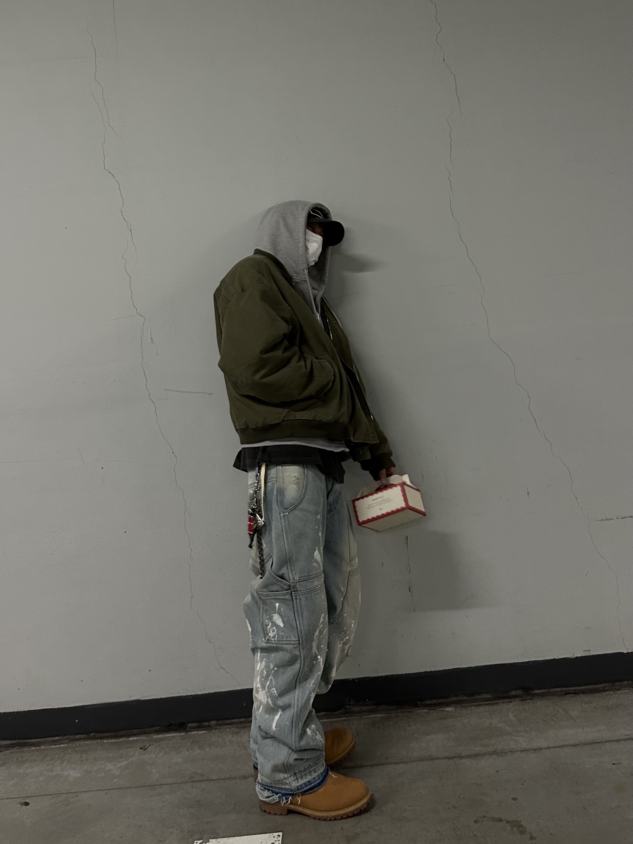 Wapworks Work Double Knee Carpenter Pants Oldmillblue, Nonnod Sulfur Dye Serge Bomber Jacket Vintage Khaki 착용 스타일 - 5