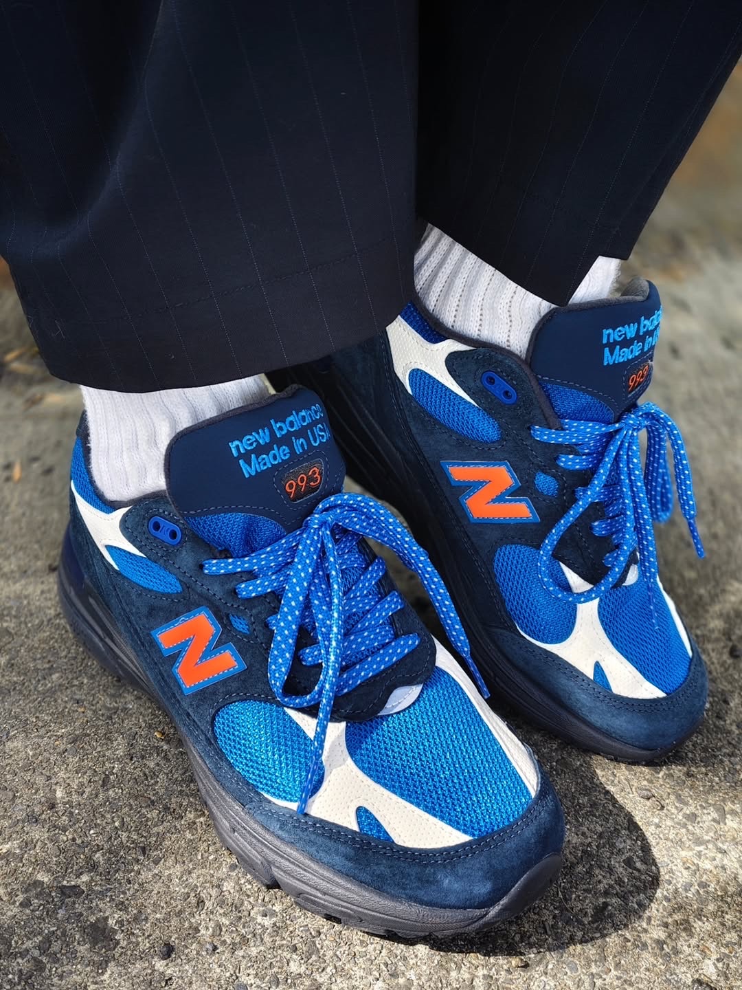 New Balance x Kith x Madison Square Garden 993 Made in USA Navy Princess Blue 착용 스타일 - 7