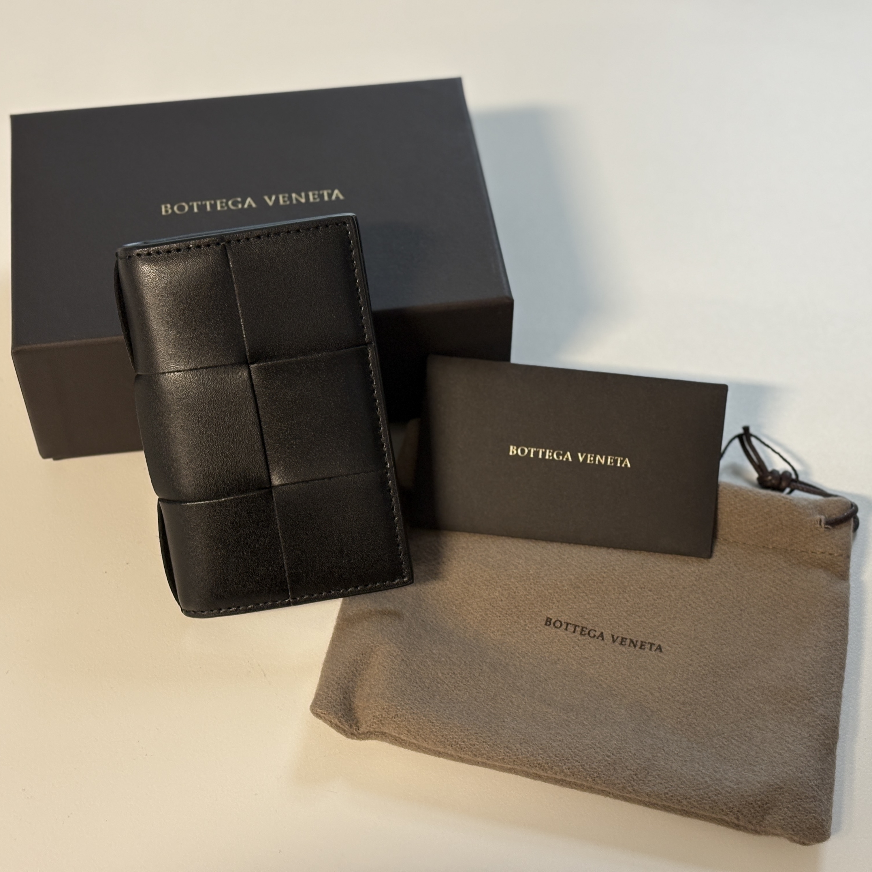Bottega Veneta Flap Card Case Black 착용 스타일