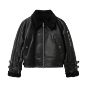 Haleine x Pog Service 3D Belted Faux Shearling Cropped Jacket (WJ438)