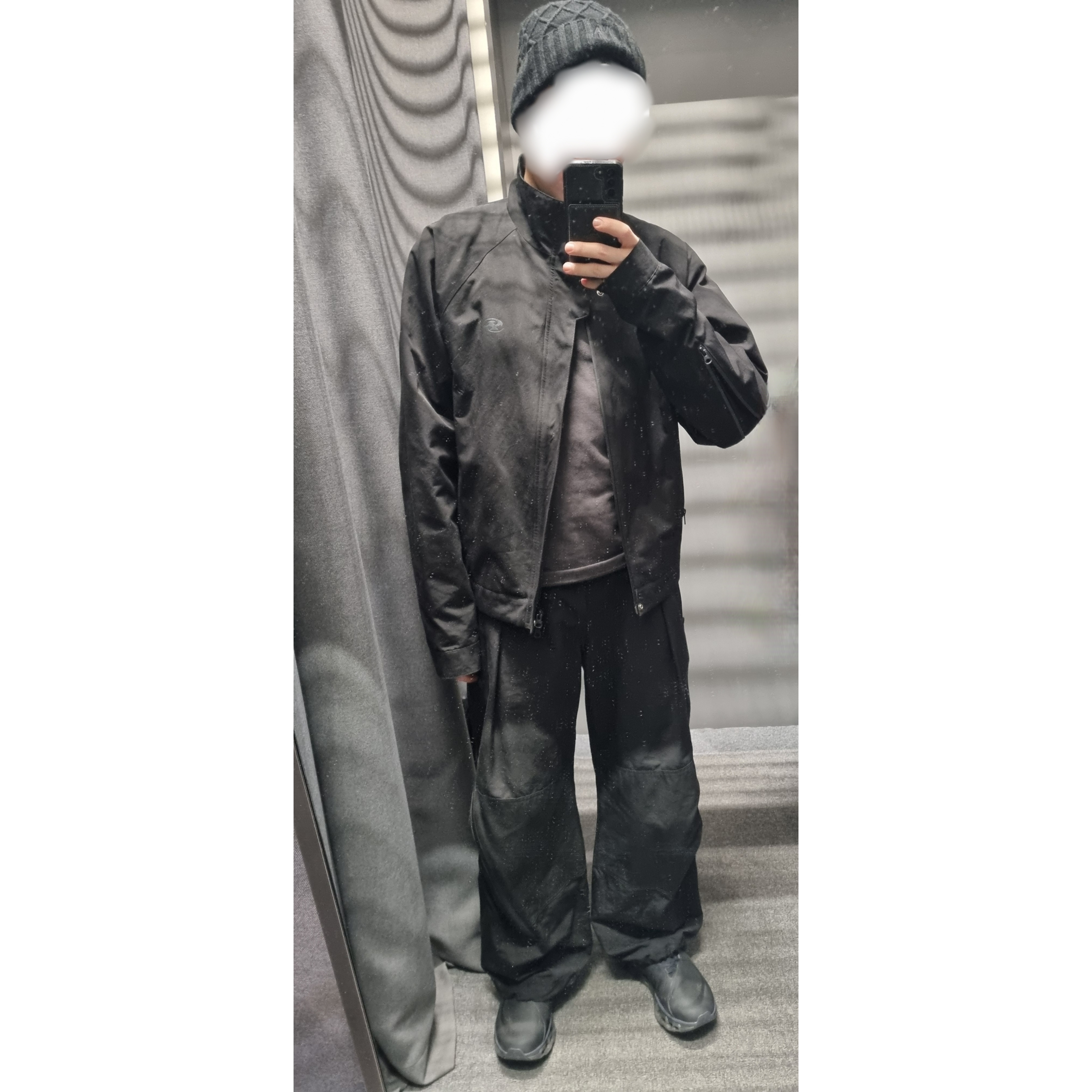On Running x Post Archive Faction (Paf) Cloudmonster 2 Black Magnet, Uniqlo x JW Anderson Heattech Diamond Stitch Beanie Black 착용 스타일 - 3