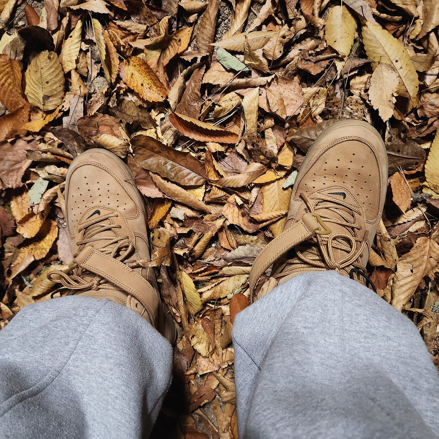 Nike Air Force 1 Mid Flax and Outdoor Green, The North Face White Label Novelty Nuptse RDS Down Jacket Black 착용 스타일 - 4