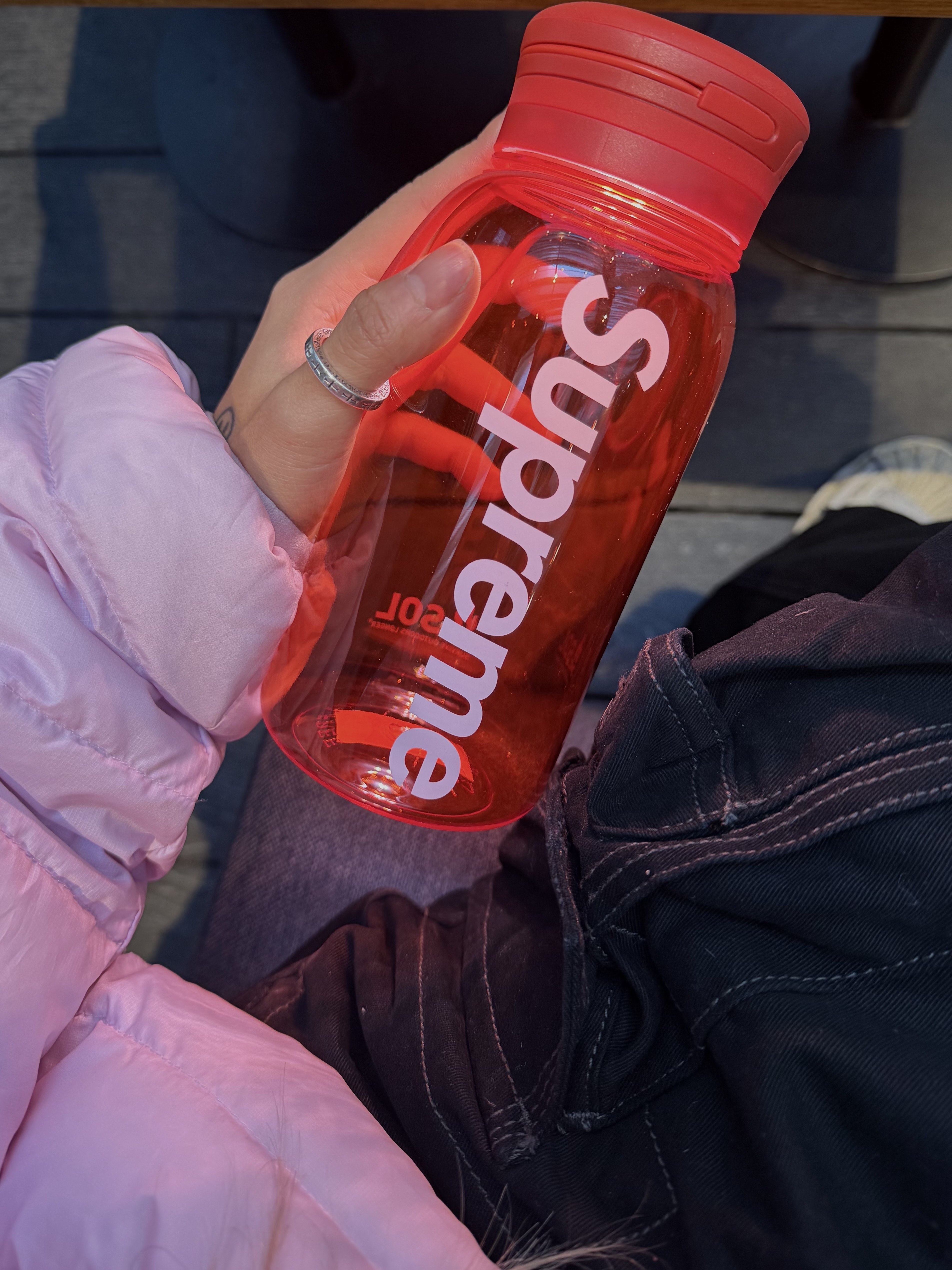 Supreme Micro Down Half Zip Hooded Pullover Light Pink - 25FW 착용 스타일