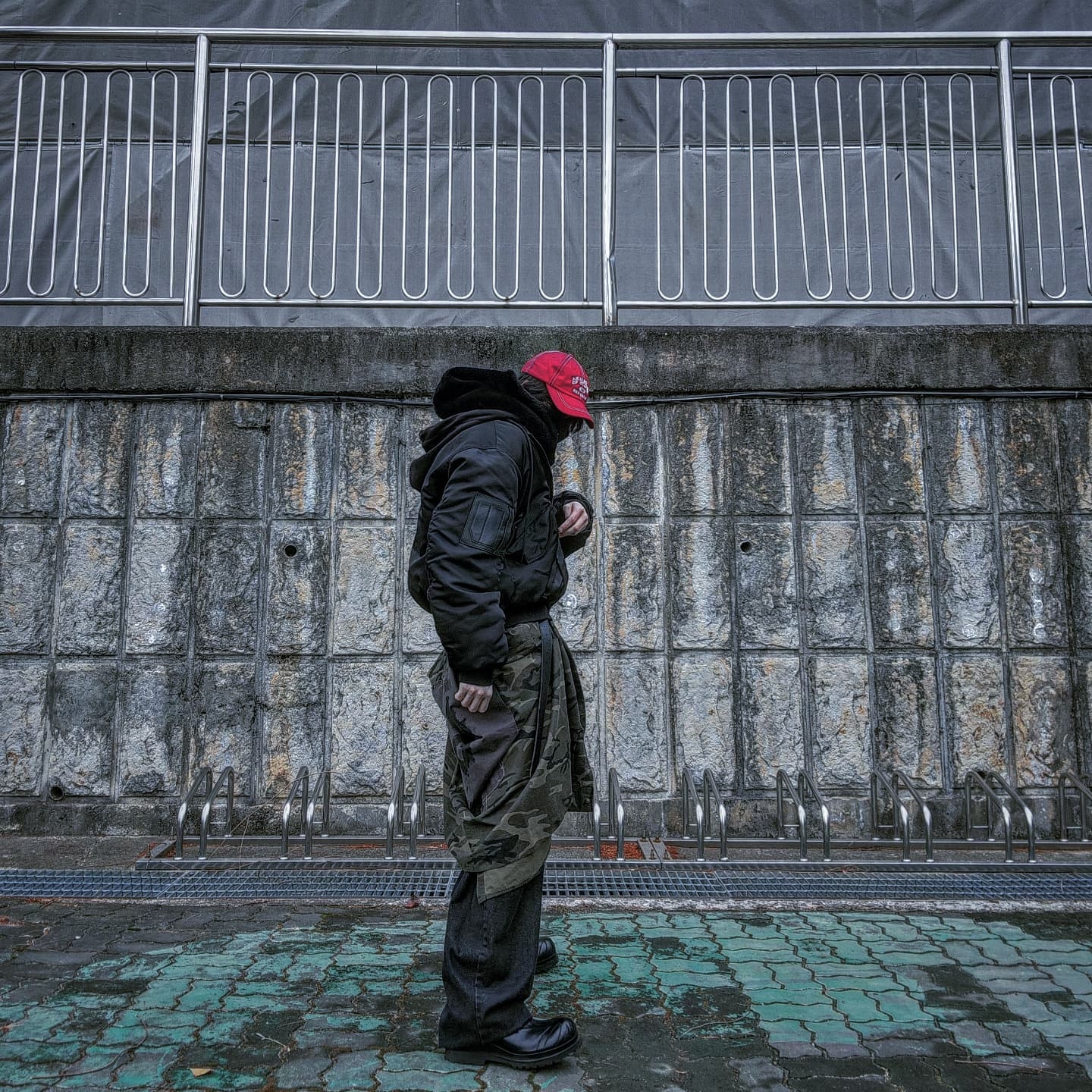 Undermycar Niop Camouflage Over Fit Shirt Iguana - 23SS 착용 스타일