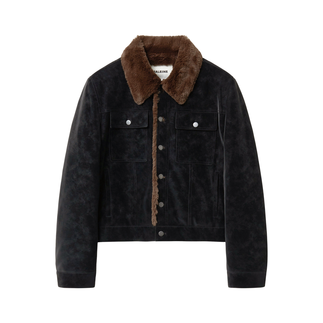 알렌느 벨루아 폭스 퍼 트러커 자켓 블랙 브라운