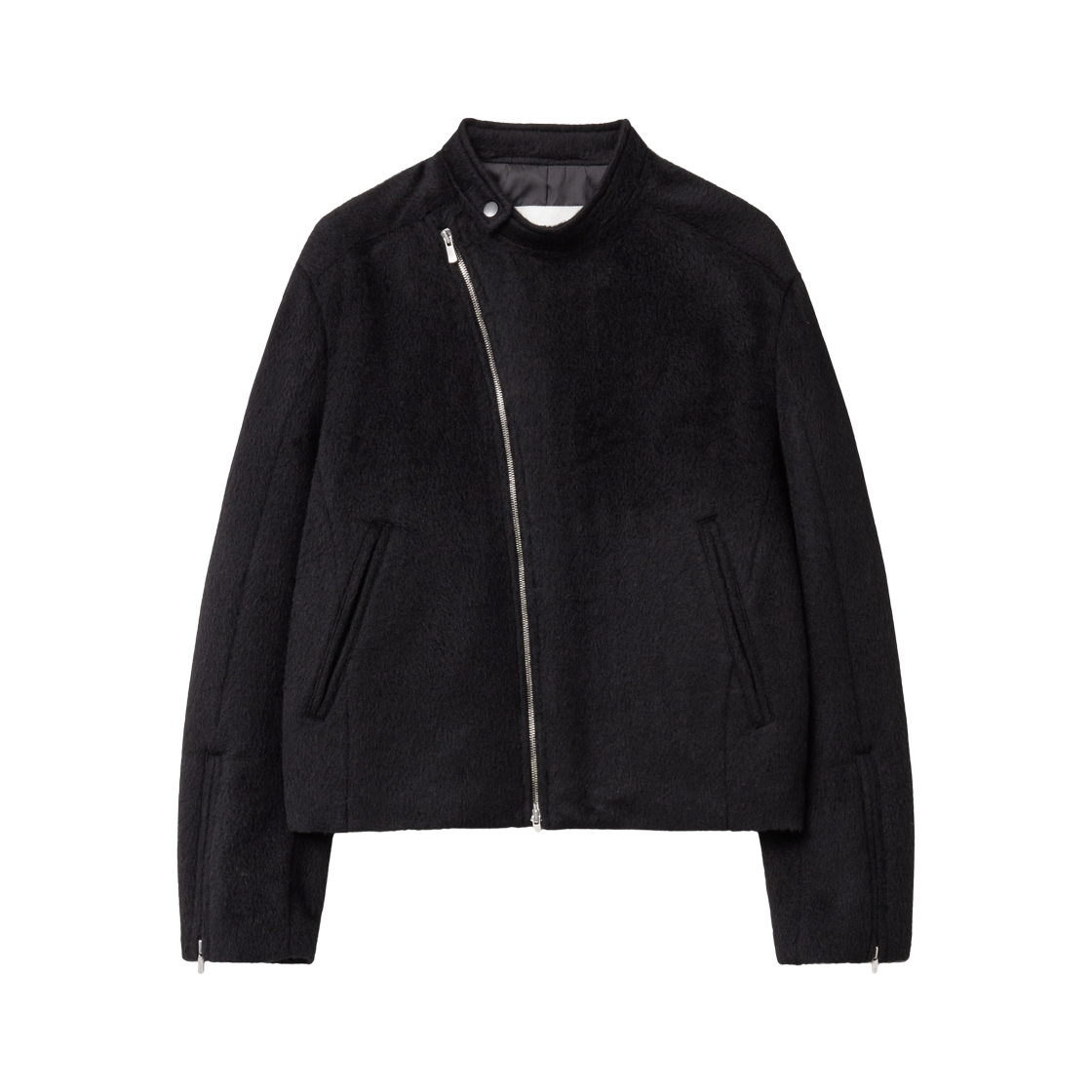 알렌느 알파카 비대칭 바이커 자켓(Haleine Alpaca Asymmetric Biker Jacket Black (WJ406))