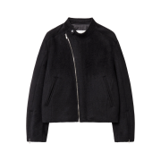 Haleine Alpaca Asymmetric Biker Jacket Black (WJ406)