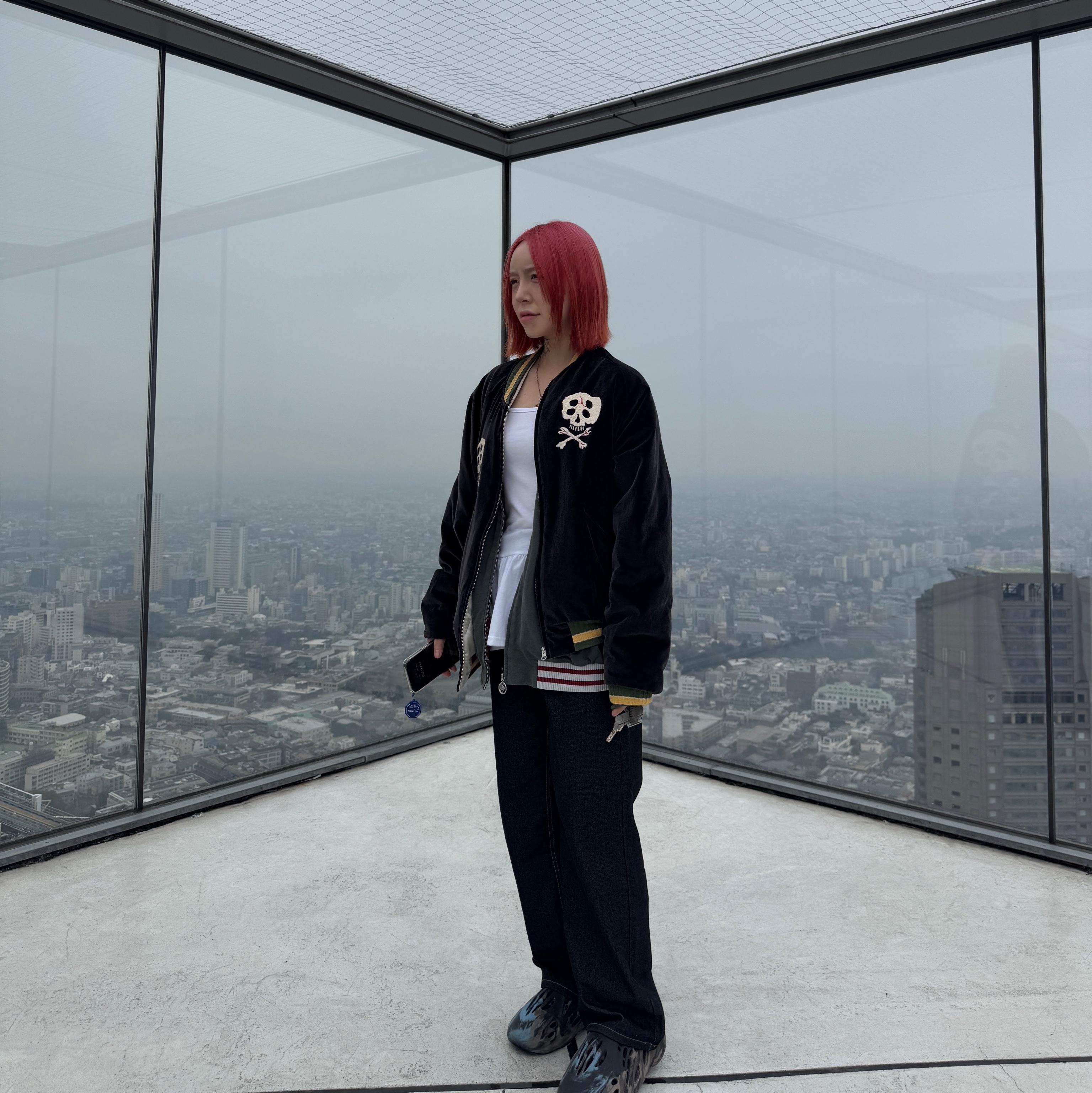 Kapital Velveteen Sulfide Souvenir Rain Skull Jacket Black, Adidas Yeezy Foam RNNR MX Cinder 착용 스타일 - 1