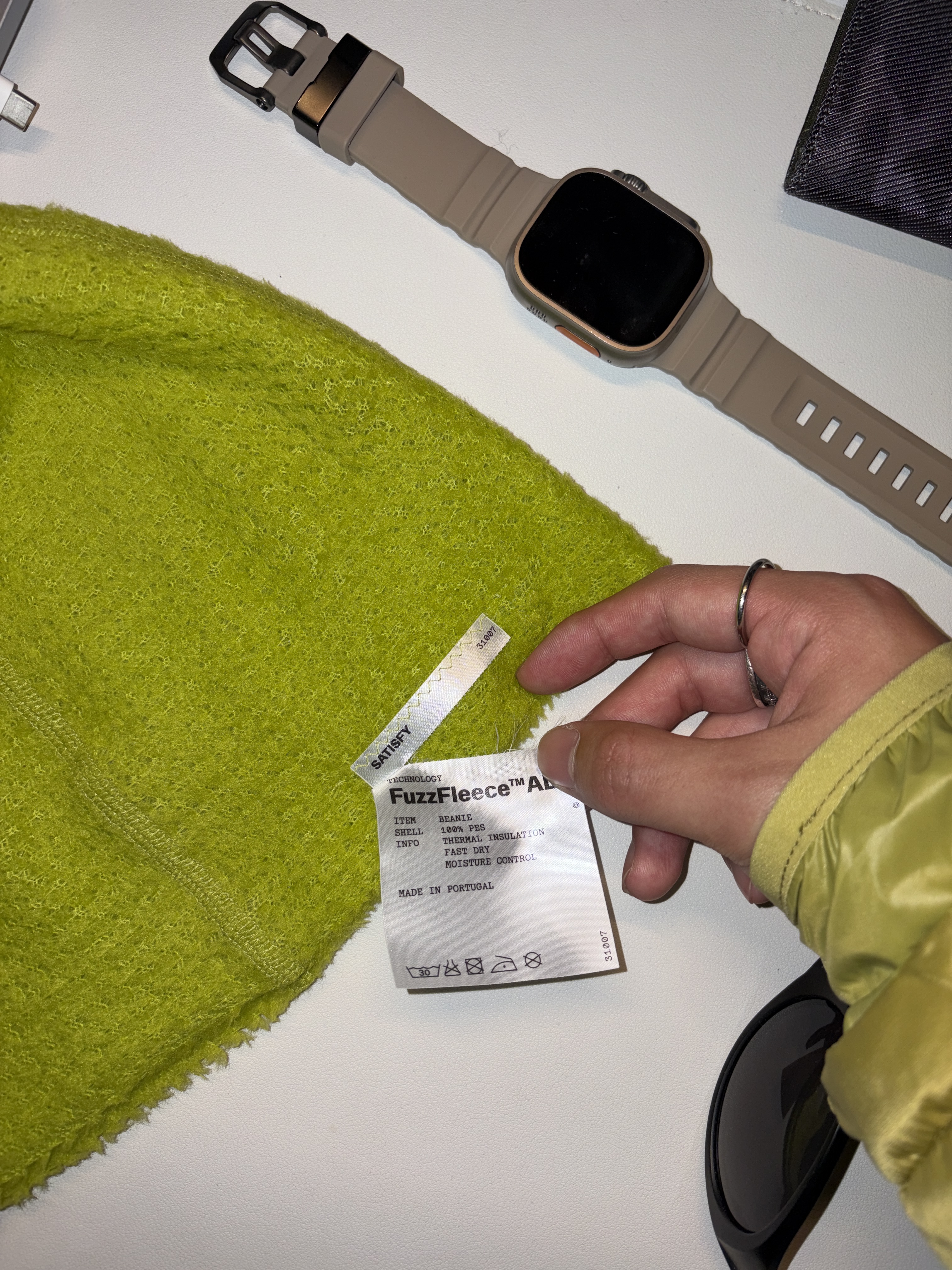 Satisfy Ghost/Fuzzfleece AD Beanie Grenoble Green 착용 스타일