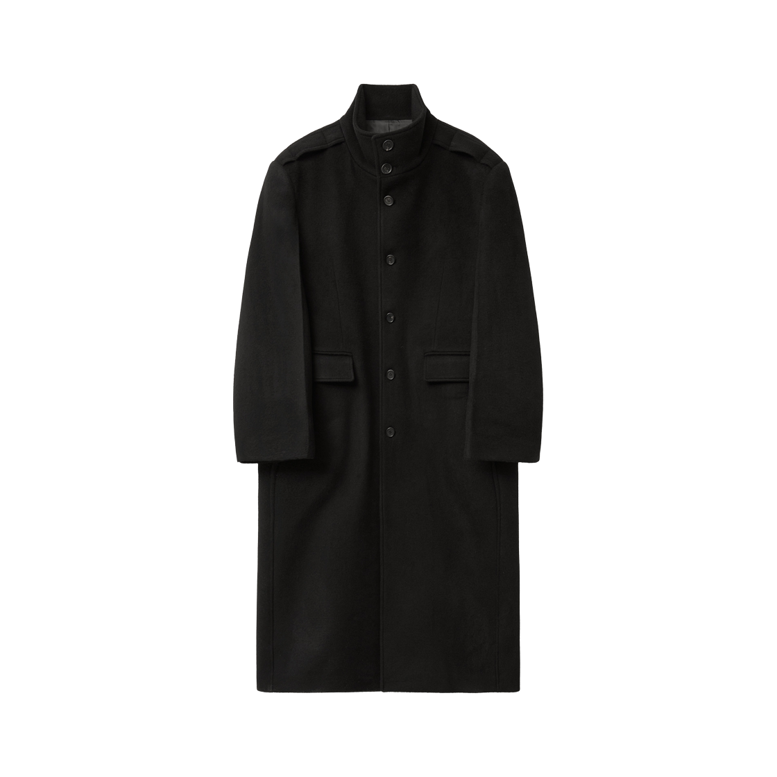 알렌느 울 캐시미어 하이넥 코트 블랙(Haleine Wool Cashmere High Neck Coat Black (WJ423))
