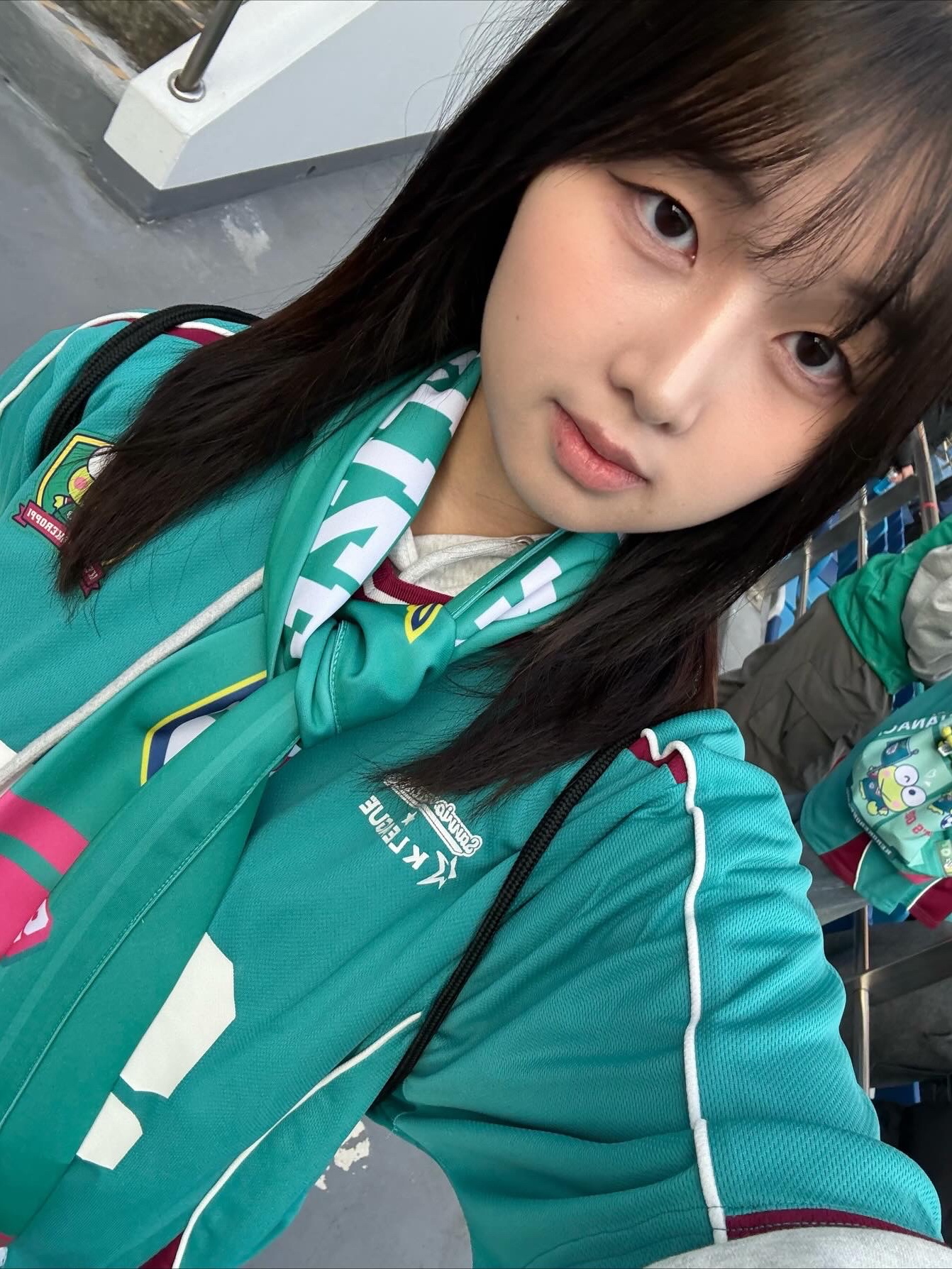 K League x Sanrio Characters 2025 Football Jersey Kerokerokeroppi Daejeon Hana Citizen Mint, K League x Sanrio Characters 2025 Gym Sack Kerokerokeroppi Daejeon Hana Citizen Green 착용 스타일