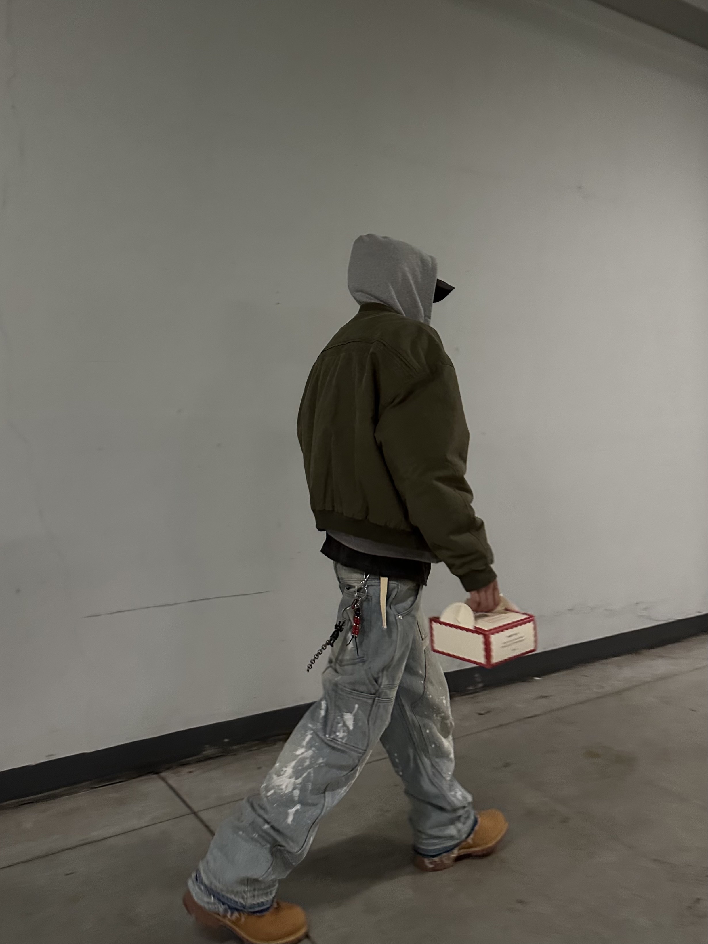 Wapworks Work Double Knee Carpenter Pants Oldmillblue, Nonnod Sulfur Dye Serge Bomber Jacket Vintage Khaki 착용 스타일 - 4