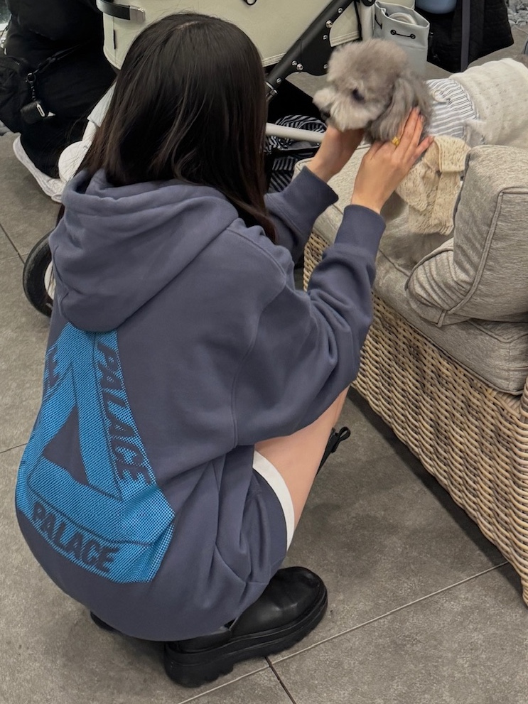Palace Bit Grippy Tri-Ferg Hood Navy - 24SS 착용 스타일 - 1
