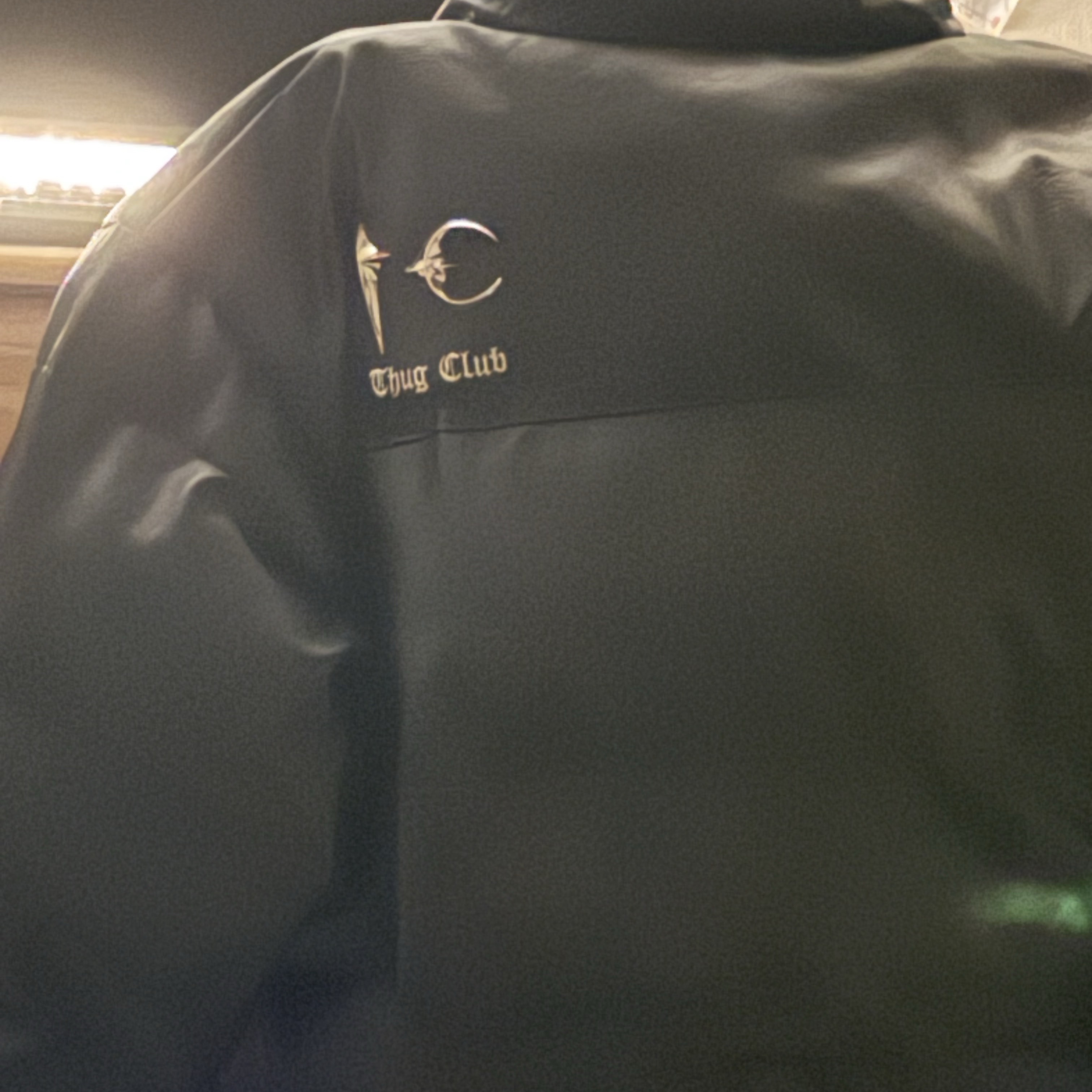 Thug Club Leather Puffer Jacket Black (Polyester) 착용 스타일