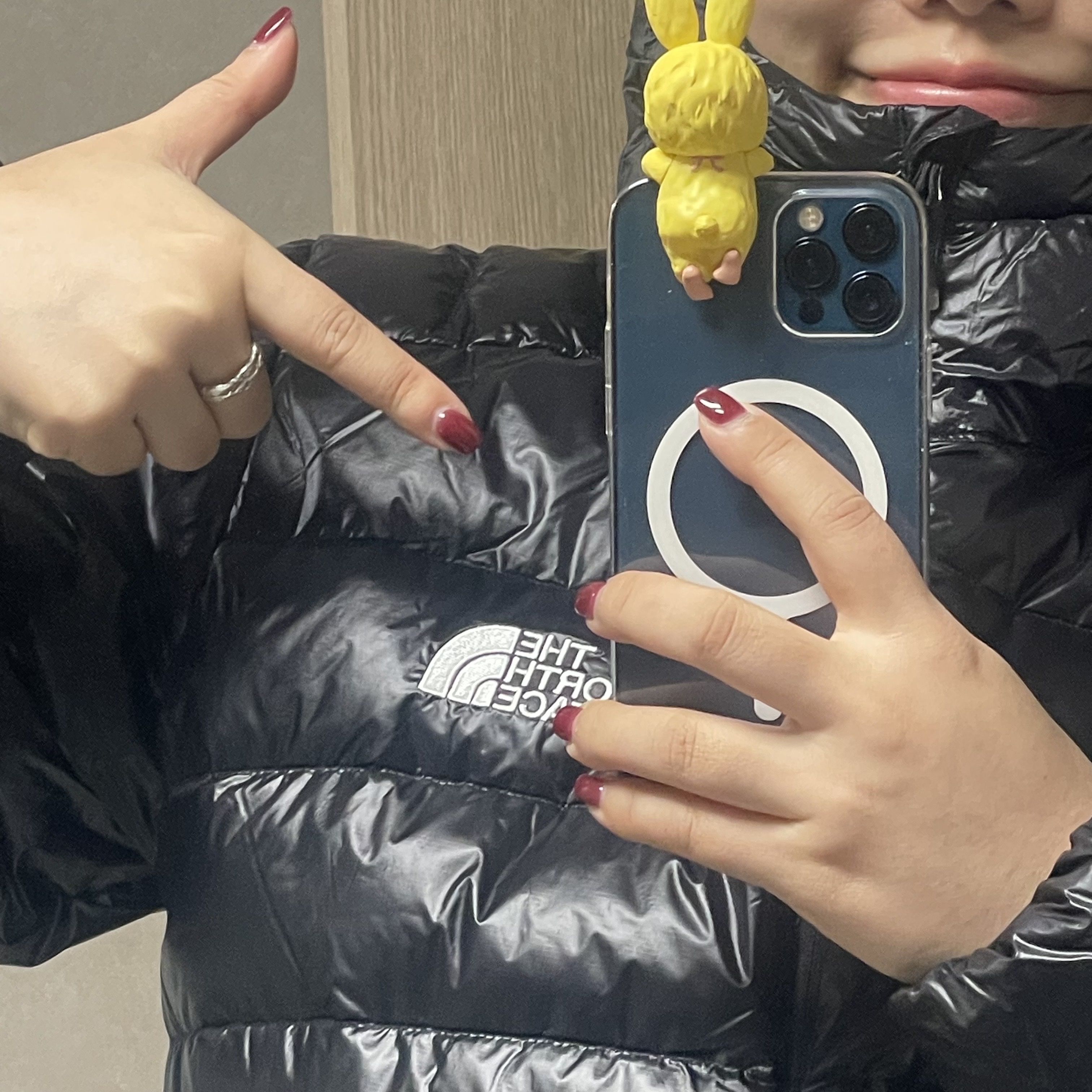 The North Face Matier EX RDS Down Hoodie Black, The North Face Matier EX RDS Down Hoodie Light Gray - 25FW 착용 스타일 - 3