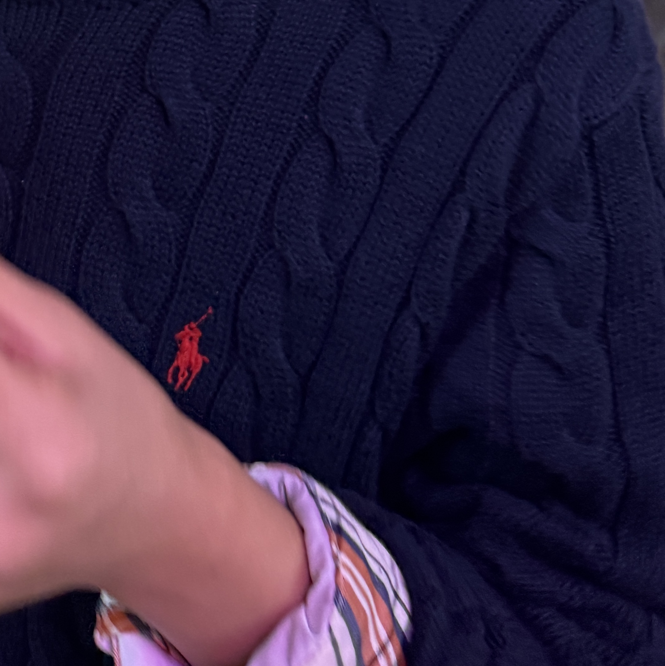 [15%적립] Polo Ralph Lauren Cable Knit Cotton Sweater Hunter Navy 착용 스타일