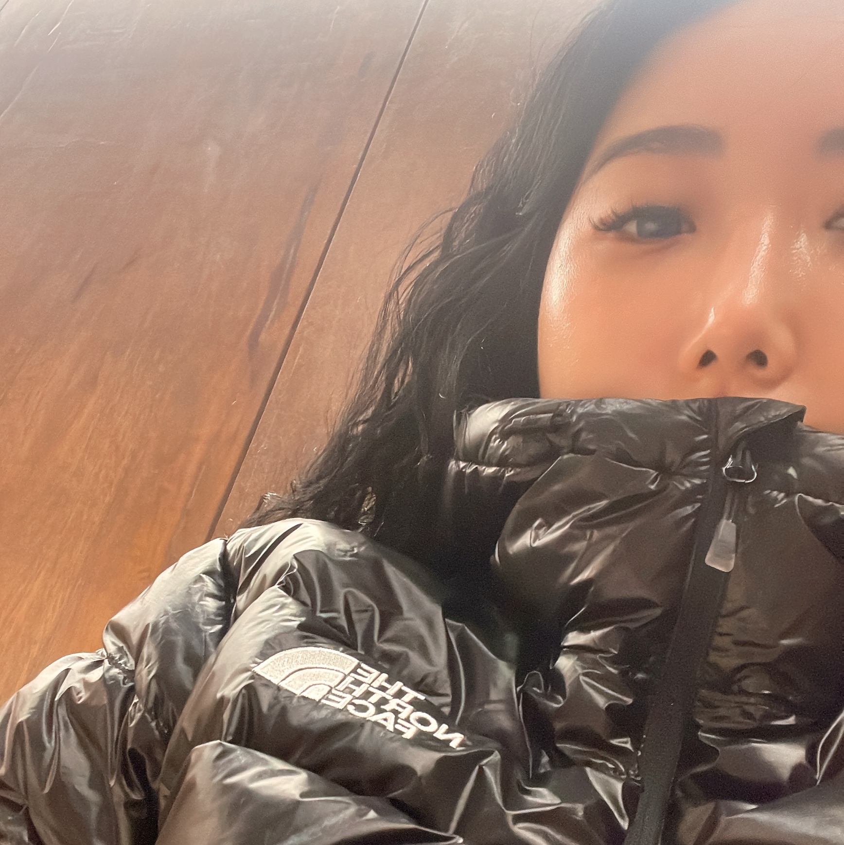 The North Face Matier EX RDS Down Hoodie Black, The North Face Matier EX RDS Down Hoodie Light Gray - 25FW 착용 스타일 - 1