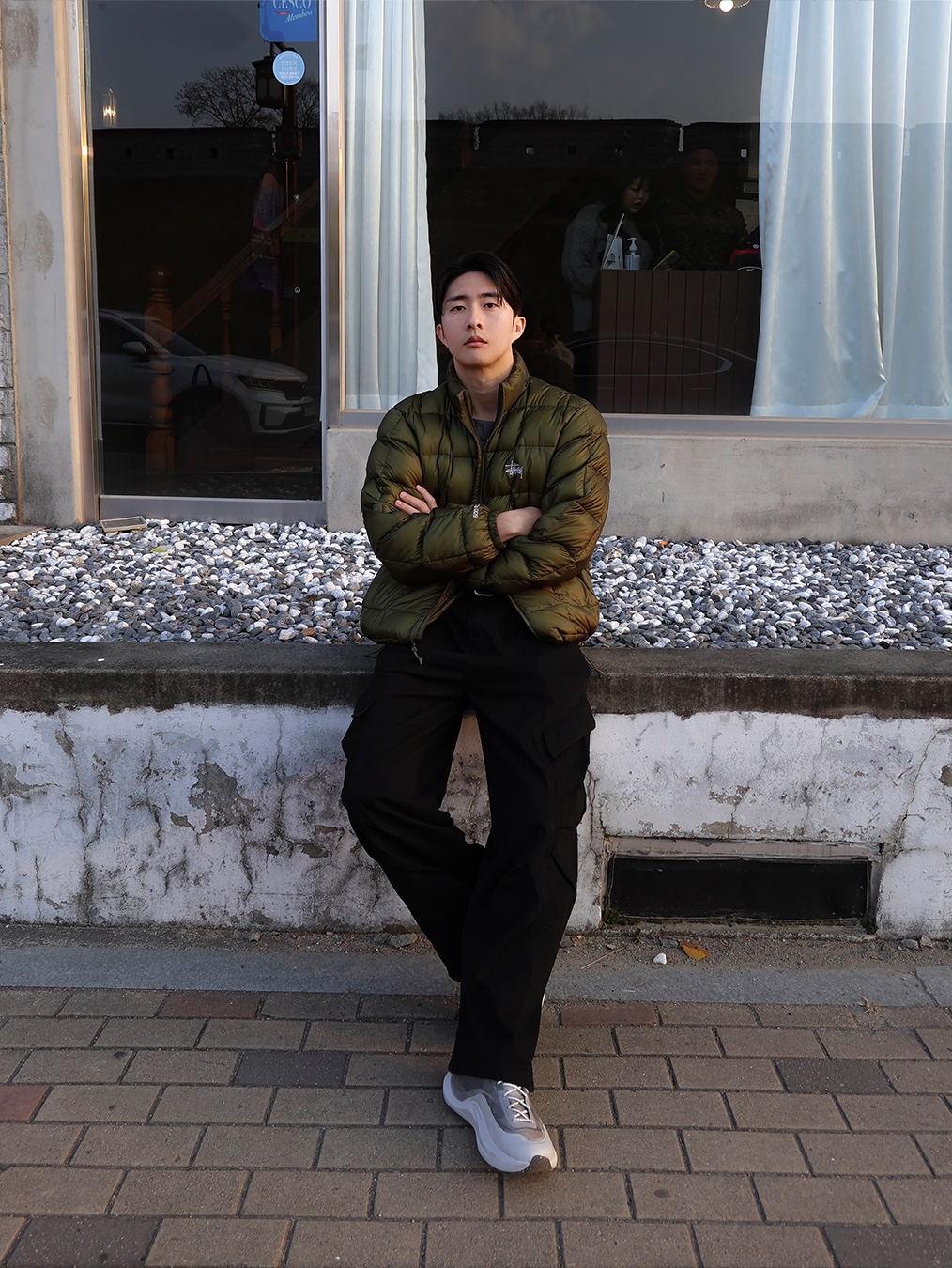 Stussy Midweight Puffer Black, Stussy Midweight Puffer Olive 착용 스타일 - 3