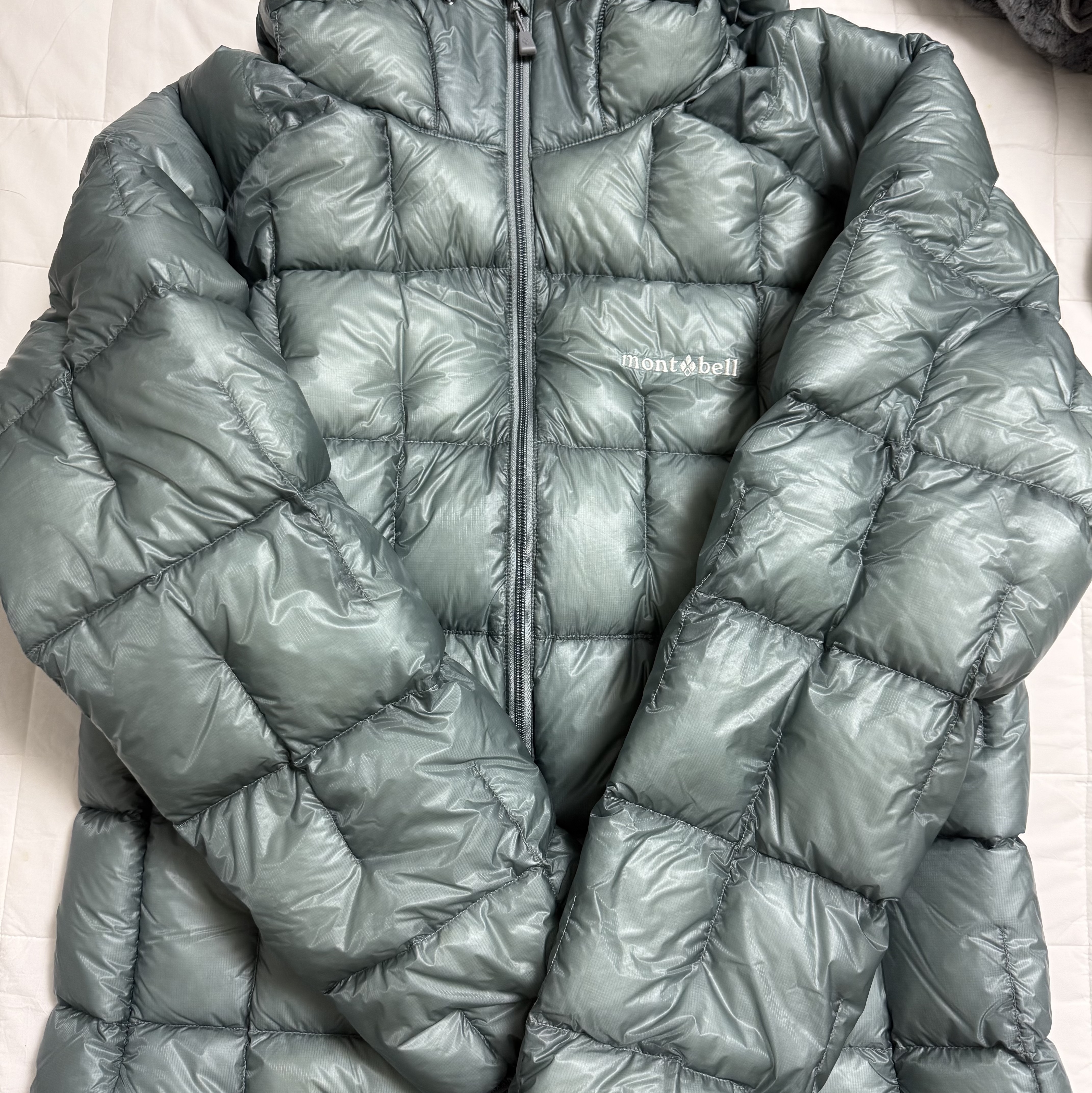 Montbell Plasma 1000 Alpine Down Parka Light Gray 착용 스타일