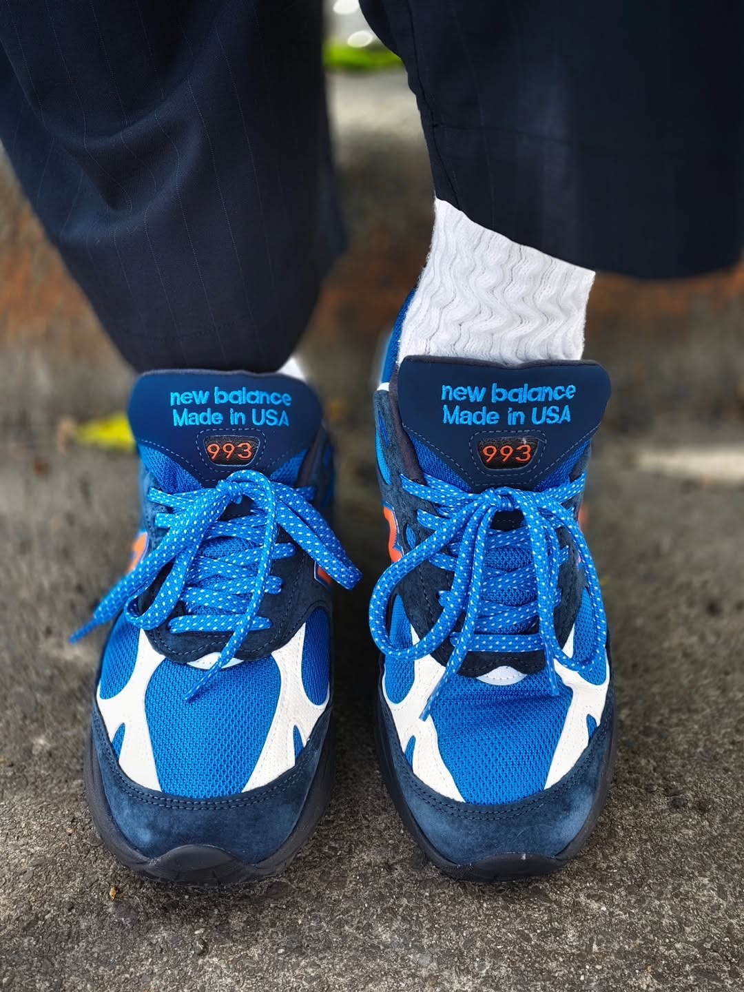 New Balance x Kith x Madison Square Garden 993 Made in USA Navy Princess Blue 착용 스타일 - 2