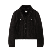 Haleine Velour Faux Fur Trucker Jacket Black (WJ403)