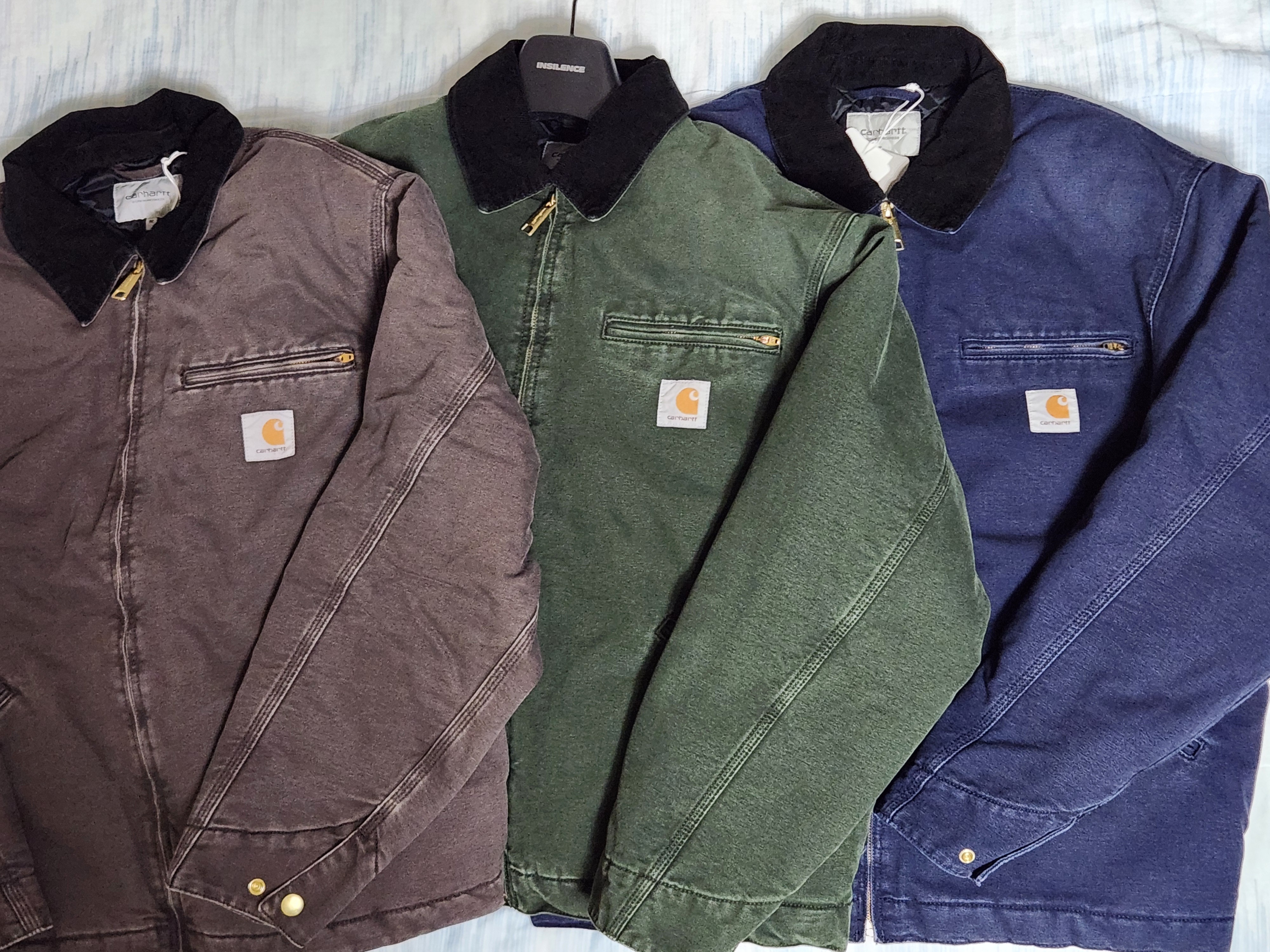 Carhartt WIP OG Detroit Jacket Olive Black Stone Canvas - Winter, Carhartt WIP OG Detroit Jacket Tobacco Black 착용 스타일