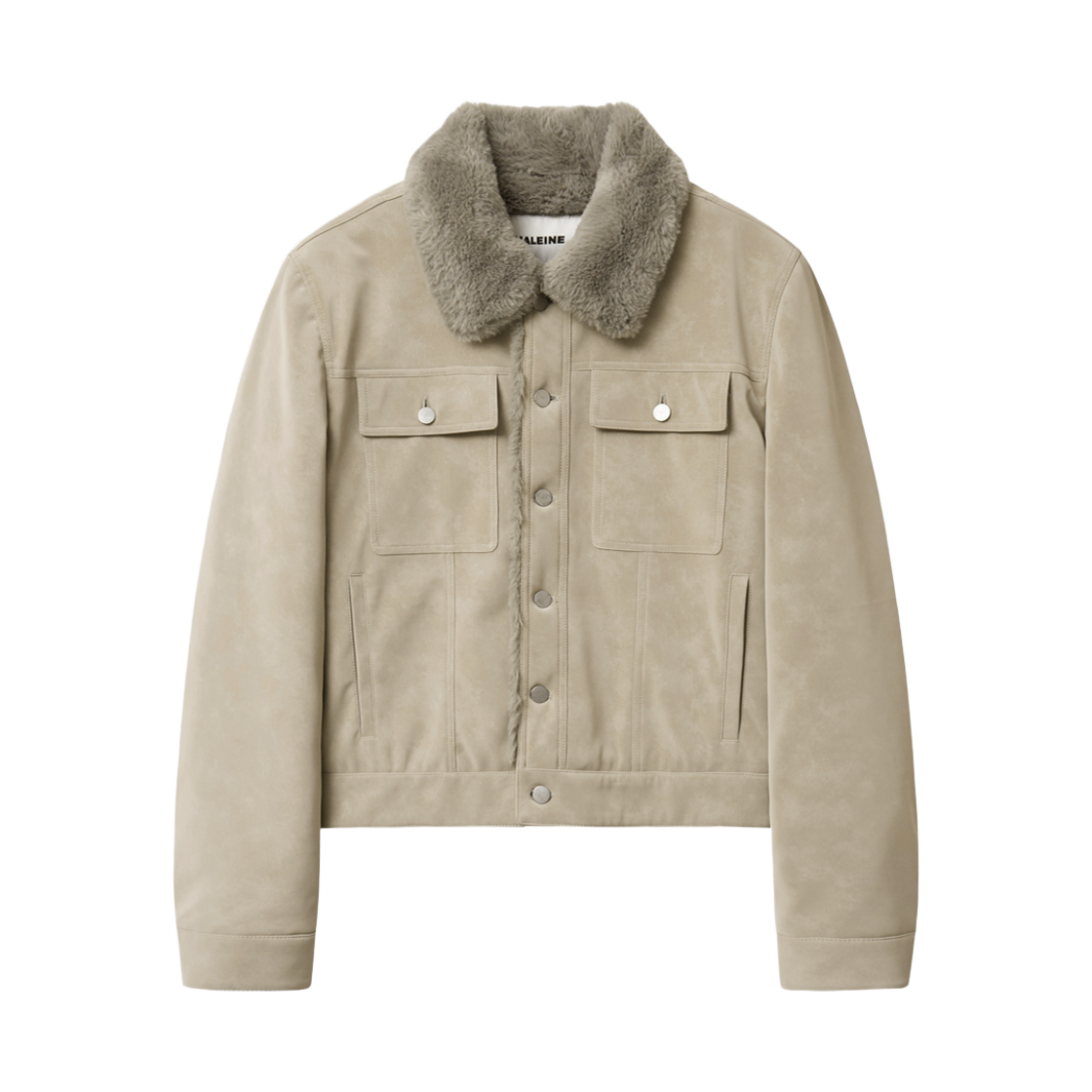 알렌느 벨루아 폭스 퍼 트러커 자켓 크림베이지