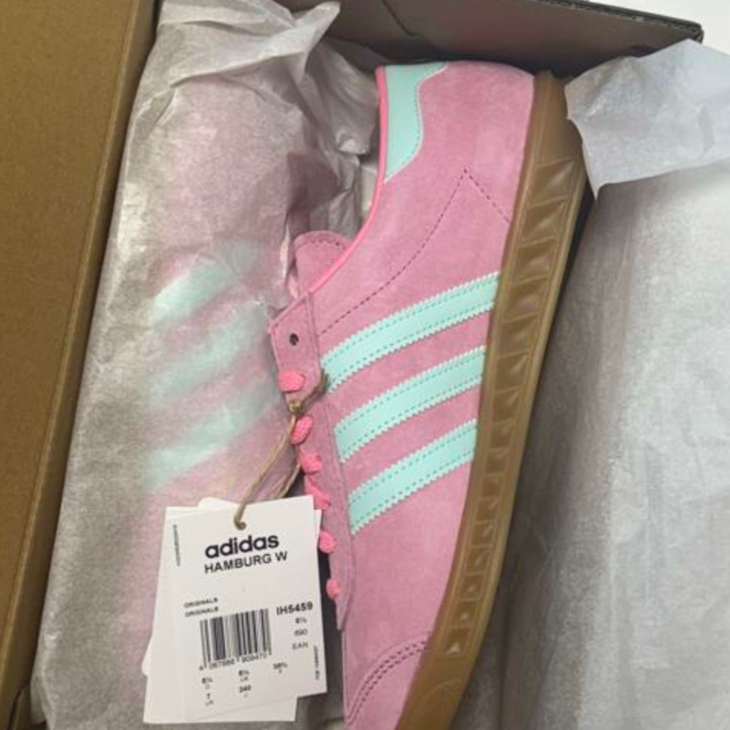 (W) Adidas Hamburg Bliss Pink Flash Aqua 착용 스타일