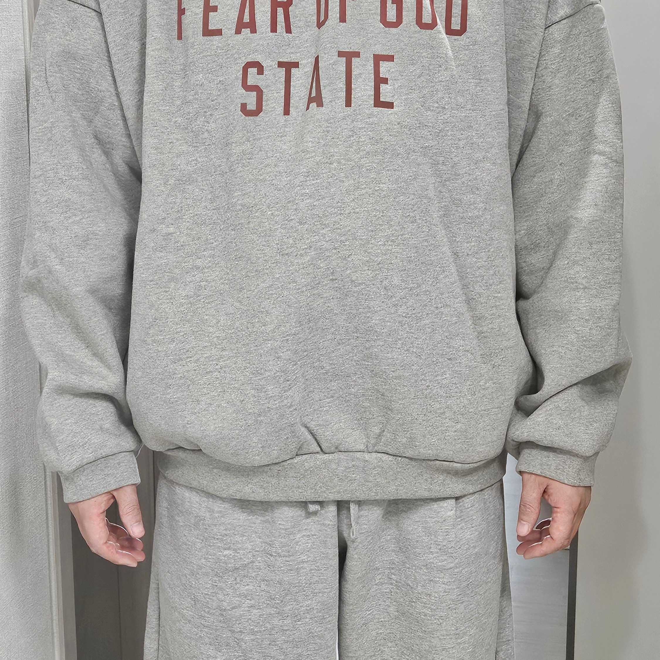 Essentials Fleece State Hoodie Dark Heather - 24FW 착용 스타일