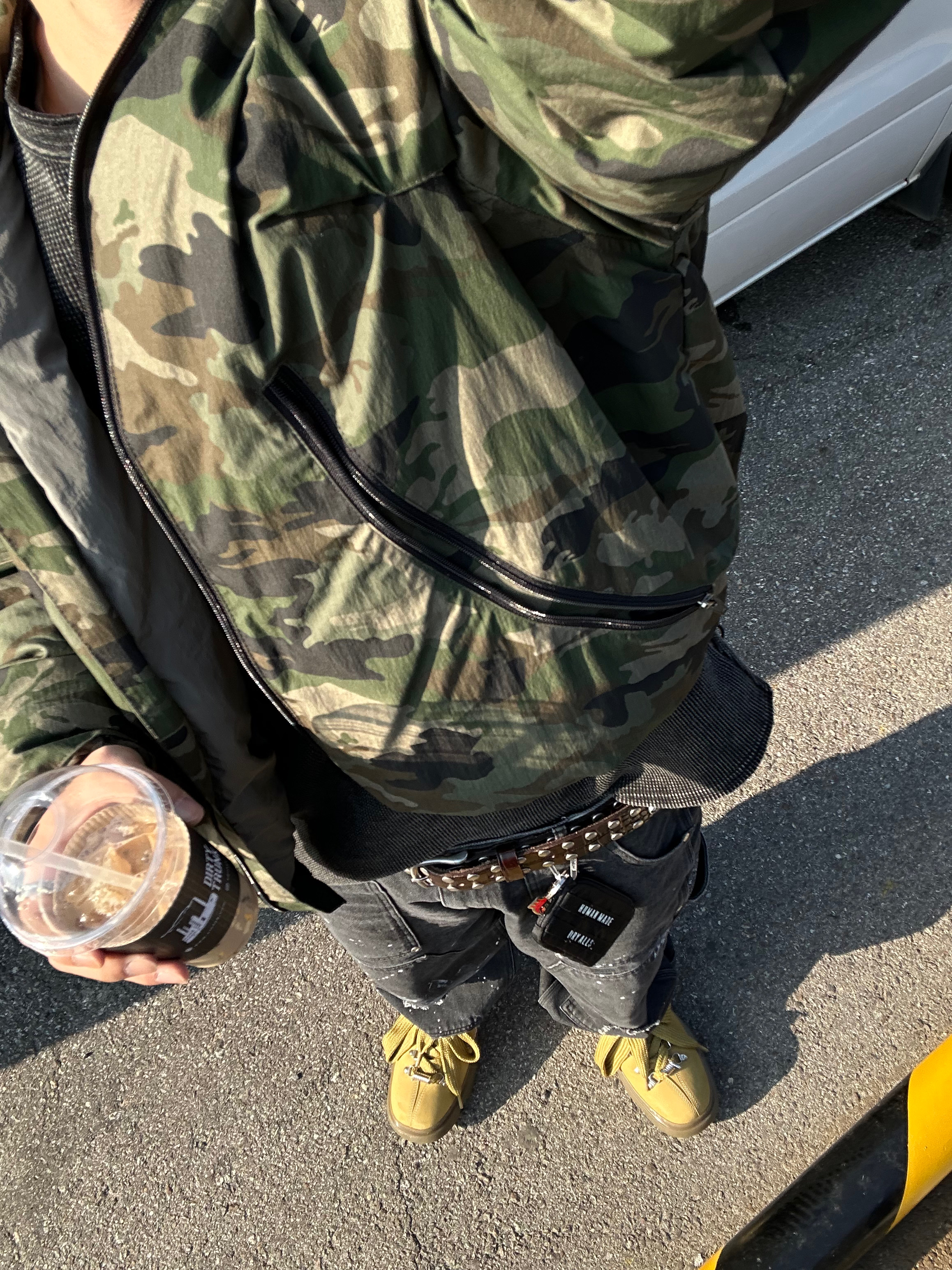 Wapworks Work Double Knee Carpenter Pants, ETCE Cross Destroyed Cap Black 착용 스타일 - 8