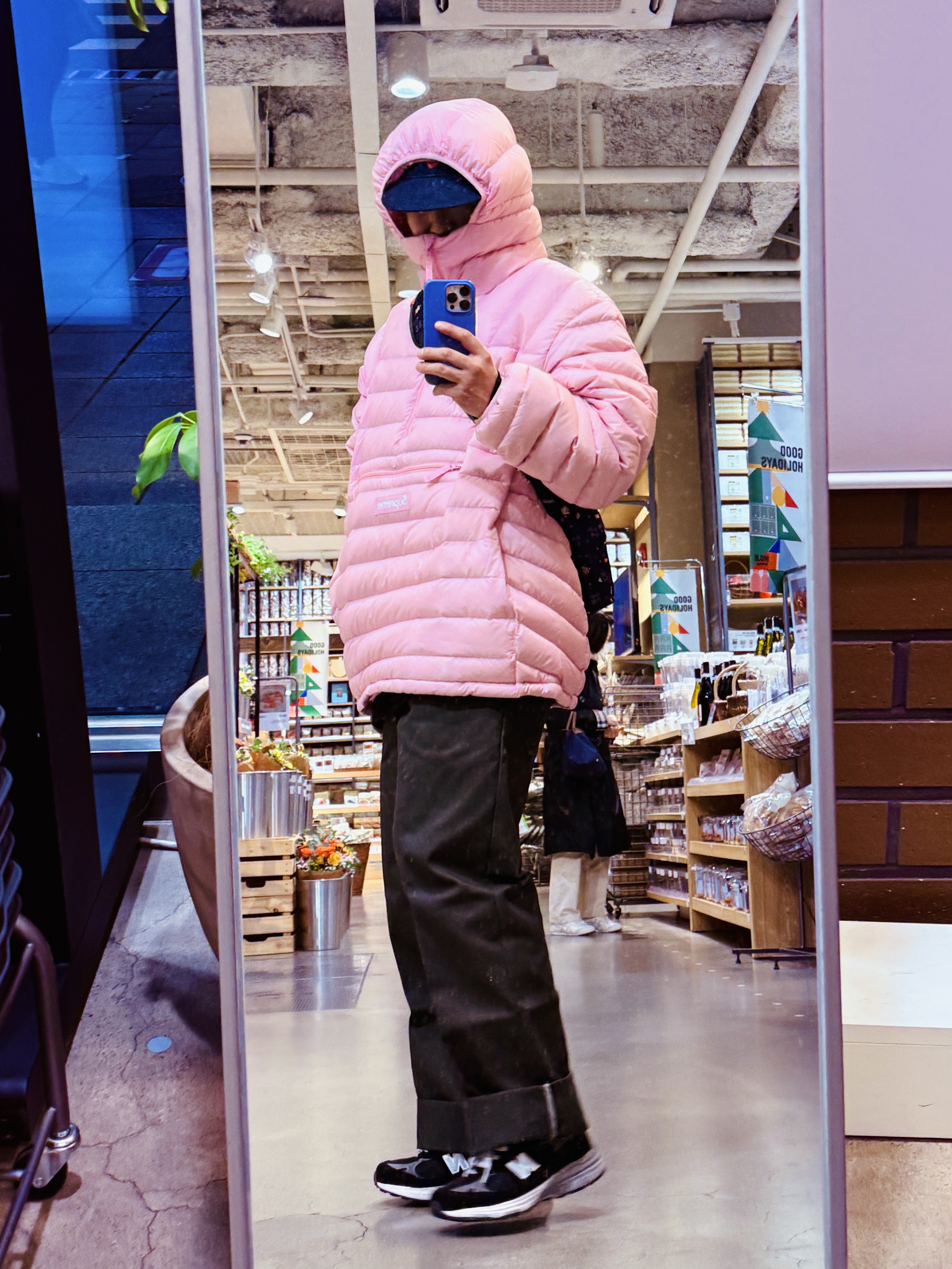 Supreme Micro Down Half Zip Hooded Pullover Light Pink - 25FW 착용 스타일